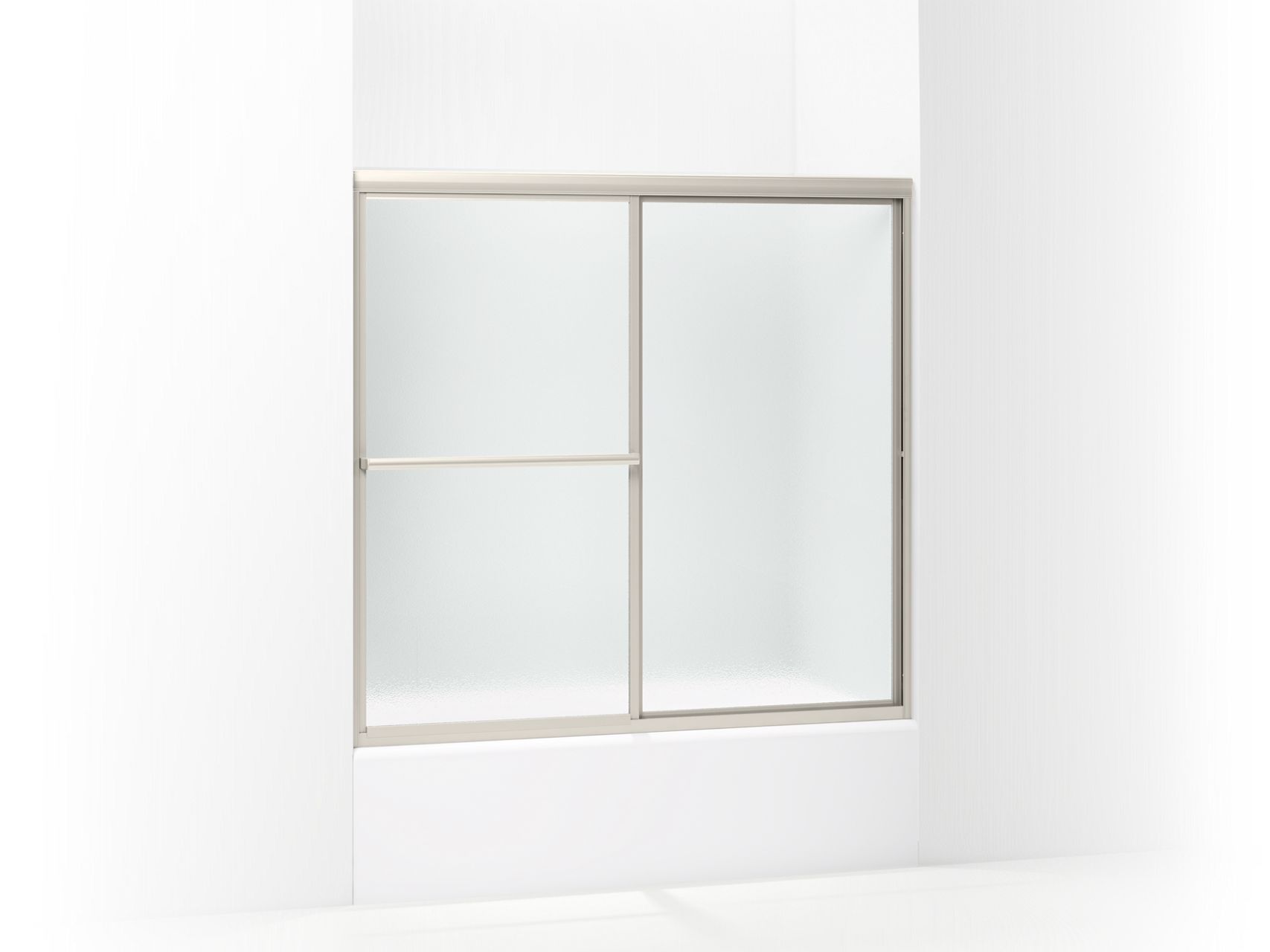 Sterling 5905-59 Deluxe Framed Sliding Bath Door 54-3/8"–59-3/8" W x 56-3/16" H, Nickel