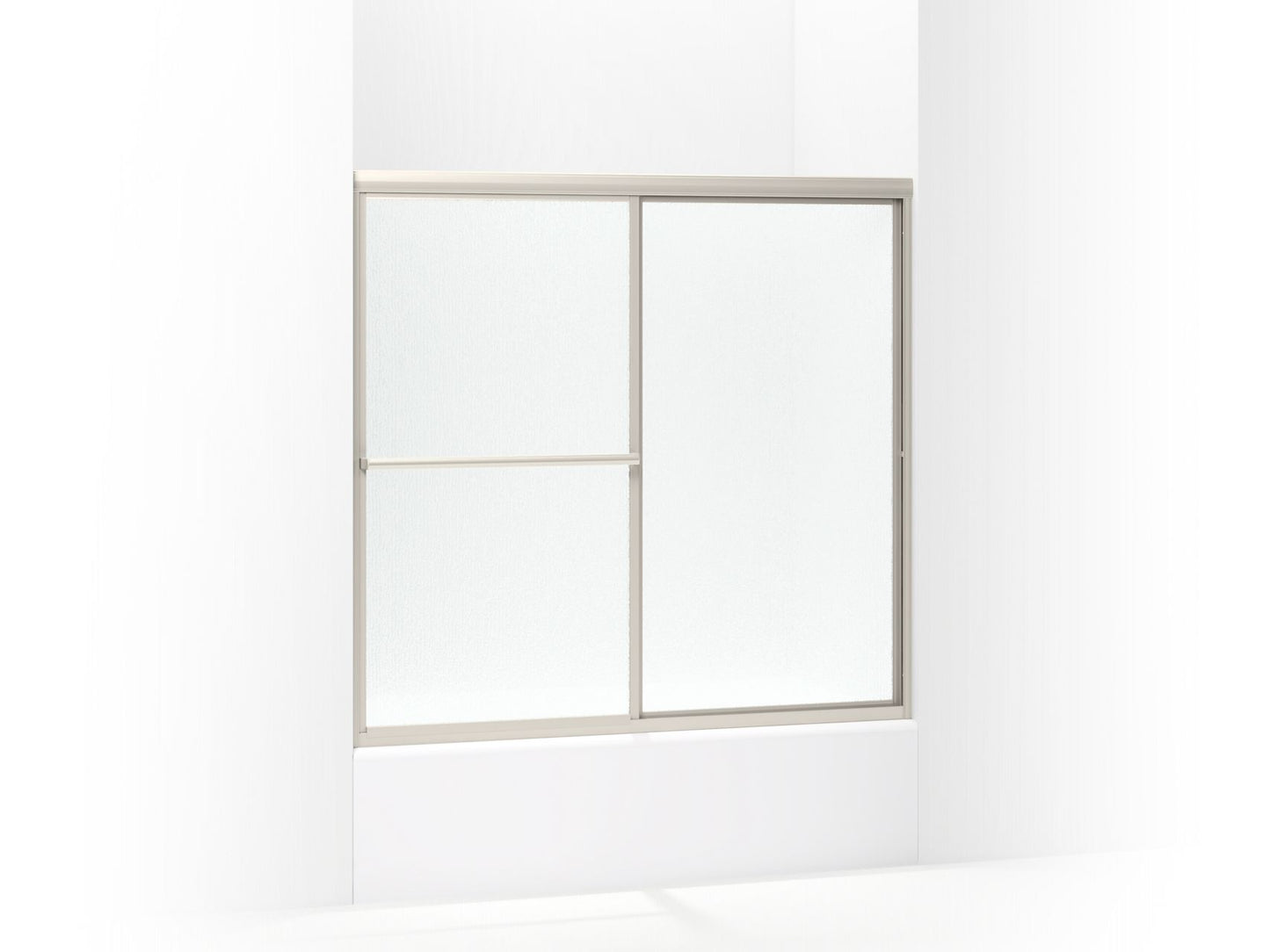 Sterling 5905-59 Deluxe Framed Sliding Bath Door 54-3/8"–59-3/8" W x 56-3/16" H, Nickel