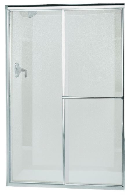Sterling 5960-48 Deluxe Framed Sliding Shower Door, 65-1/2" H x 43-7/8 - 48-7/8" W, with 1/8" Thick Pebbled Glass, Silver