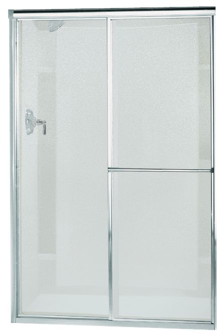 Sterling 5960-57 Deluxe Framed Sliding Shower Door, 65-1/2" H x 52-3/4 - 57-3/4" W, with 1/8" Thick Pebbled Glass, Silver