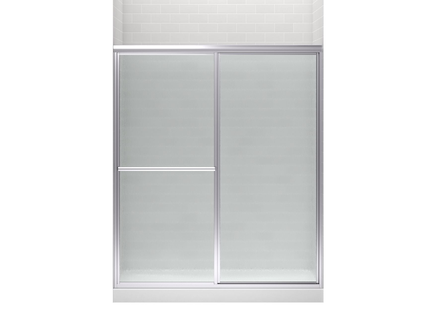 Sterling 5976-59 Deluxe Framed Sliding Shower Door, 70" H x 54-3/8 - 59-3/8" W, with 1/8" Thick Rain Glass, Silver