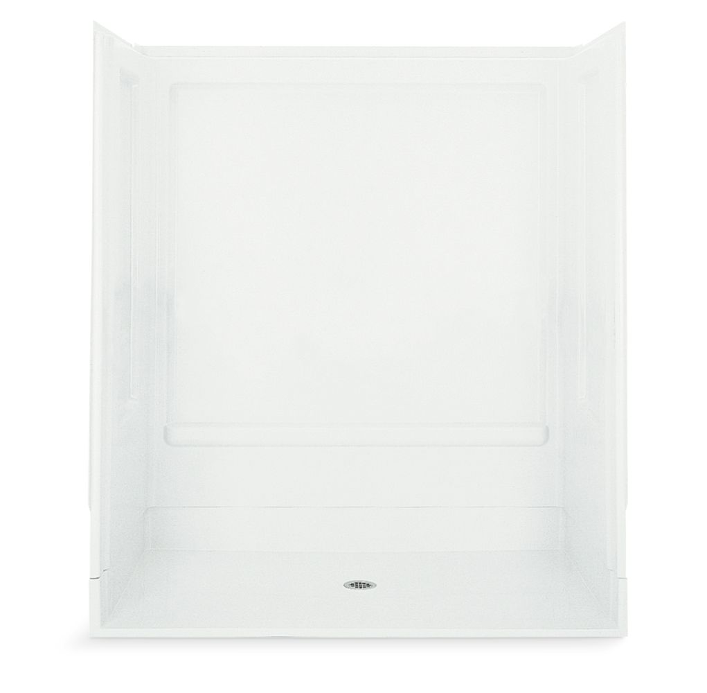 Sterling 62060106 OC-S-63 63-1/4" x 39-3/8" Vikrell® Roll-in Shower with Aging in Place Backerboards, Center Drain, White