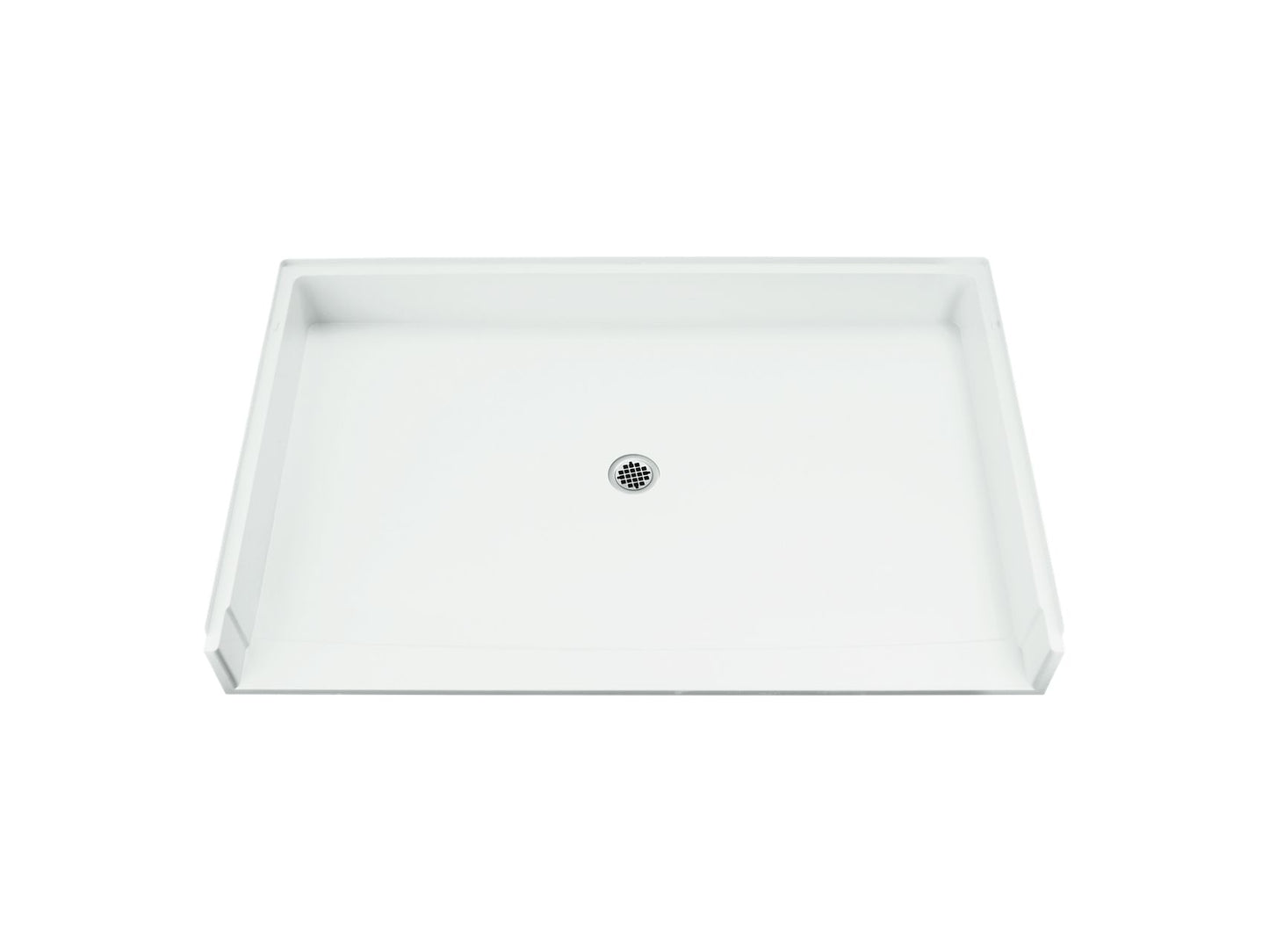 Sterling 62061100 OC-S-63 63-1/2" x 39-3/8" Vikrell® Roll-in Shower Base, Center Drain, Center Drain, White