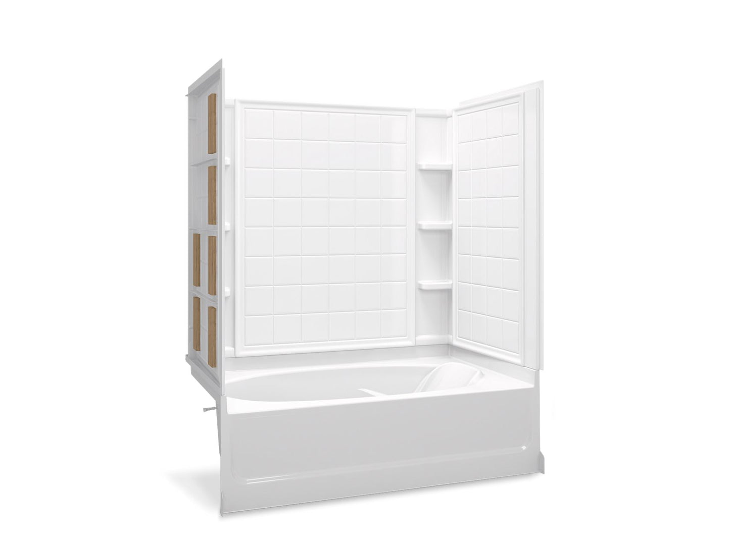 Sterling 71100116 Ensemble Tile 60" x 36" Vikrell® Bath/shower with Aging in Place Backerboards, Left Drain, White