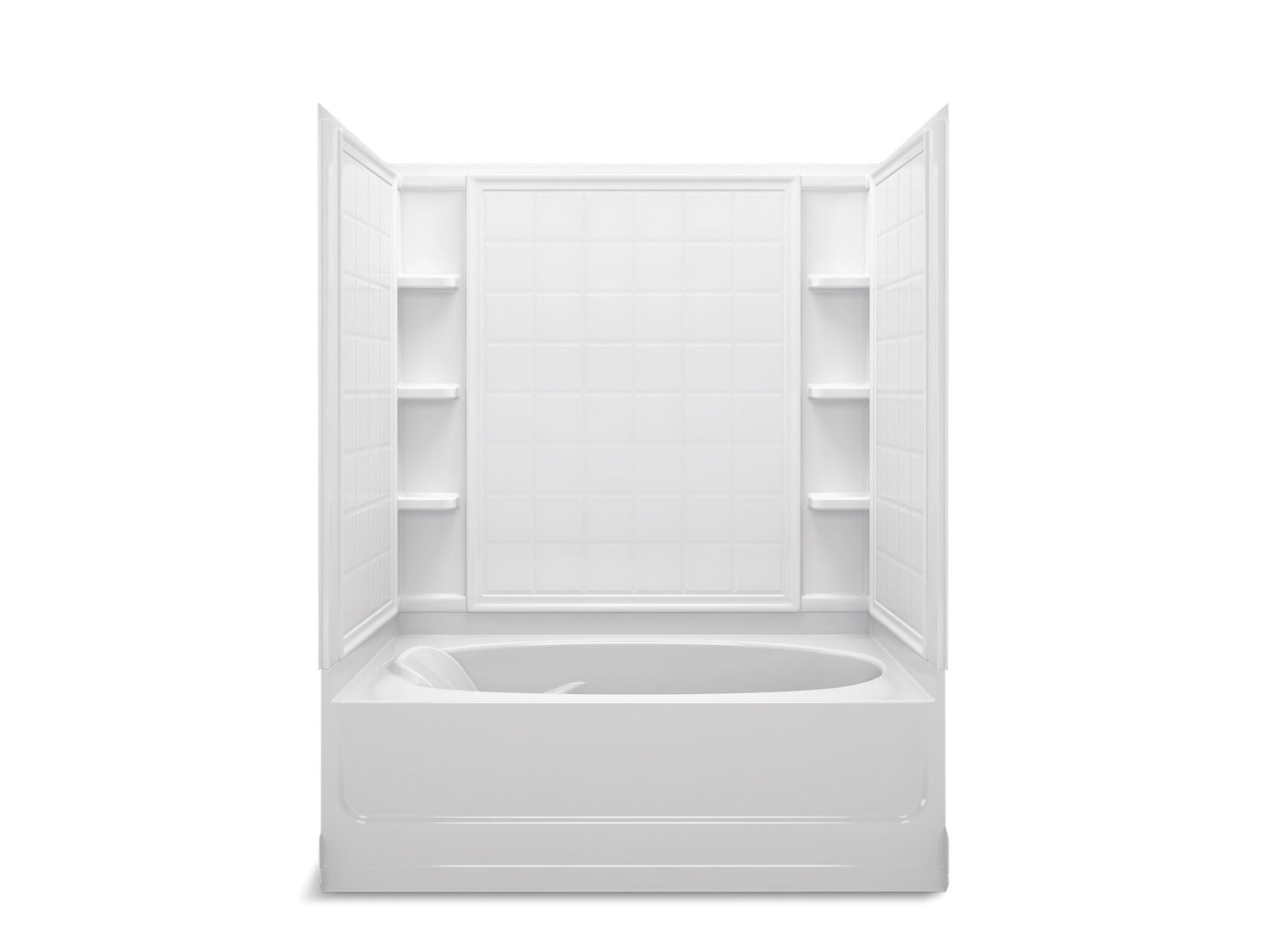 Sterling 71100122 Ensemble Tile 60" x 36" Vikrell® Bath/shower, Right Above-floor Drain, White