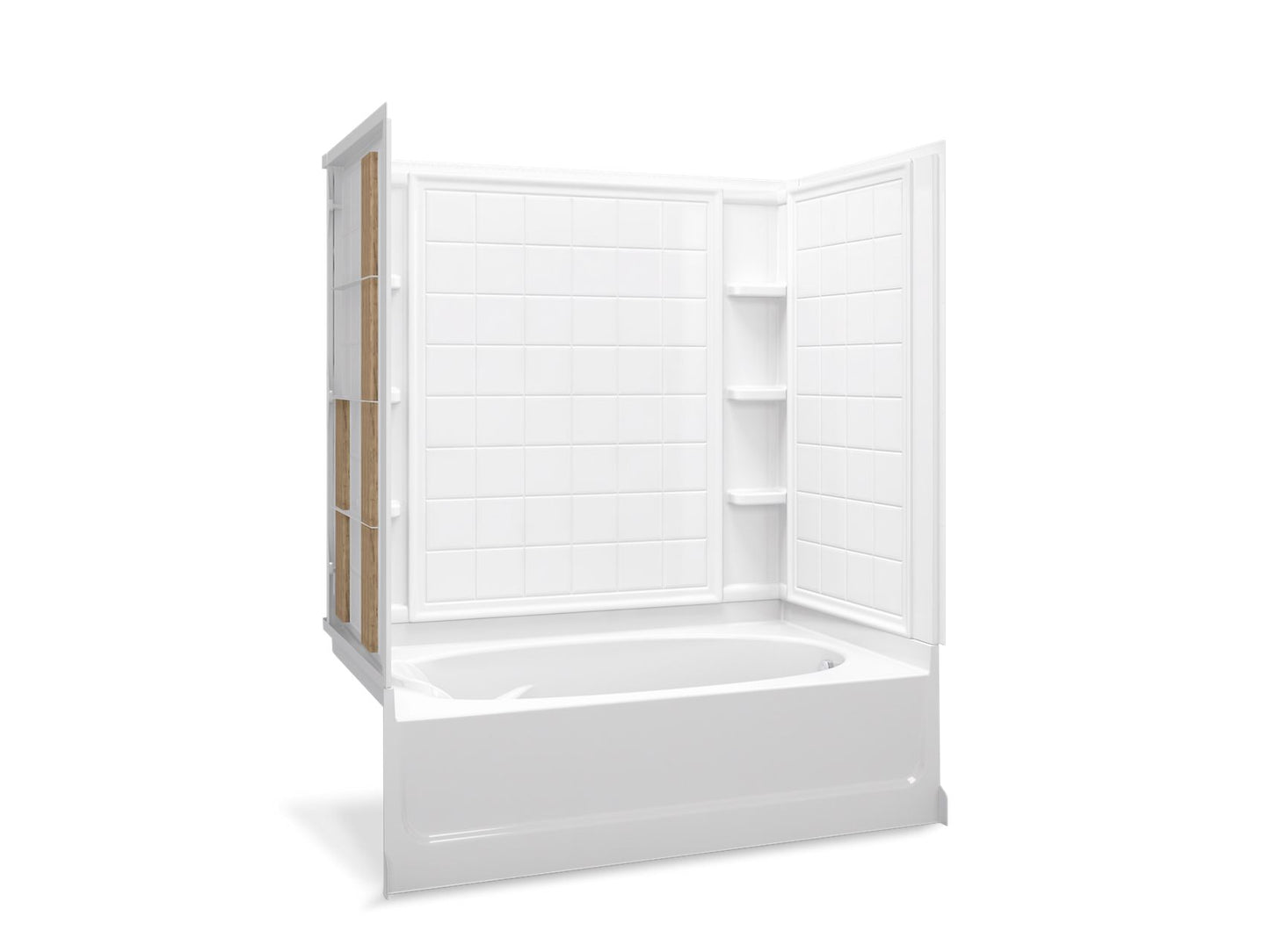 Sterling 71100126 Ensemble Tile 60" x 36" Vikrell® Bath/shower with Aging in Place Backerboards, Right Drain, White