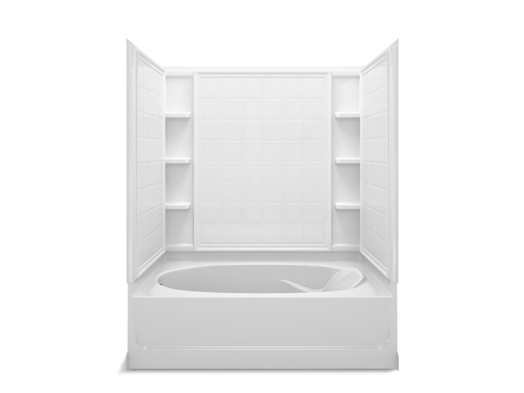 Sterling 71110112 Ensemble Tile 60" x 42" Vikrell® Bath/shower, Left Above-floor Drain, White
