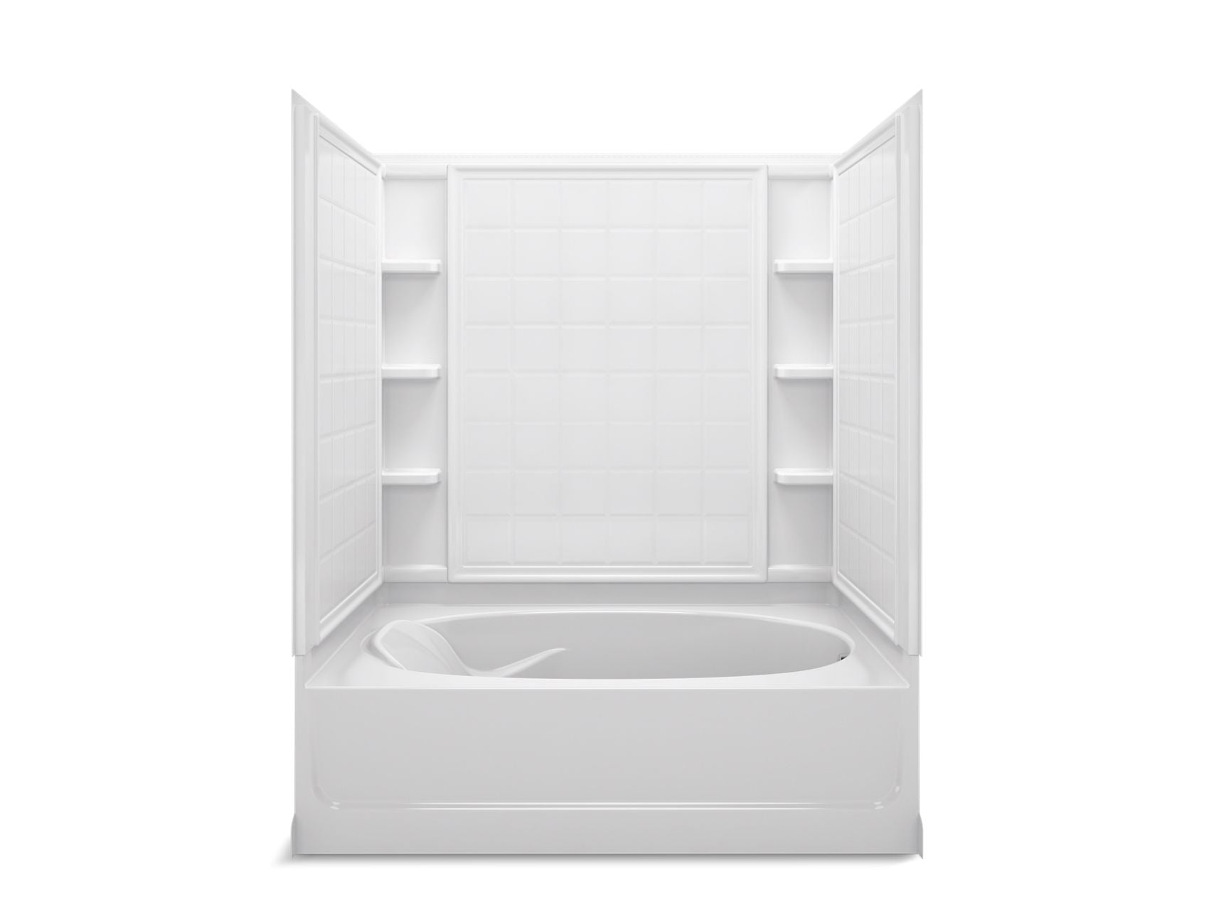 Sterling 71110128 Ensemble Tile 60" x 42" Vikrell® Bath/shower with Aging in Place Backerboards, Right Above-floor Drain, Whi