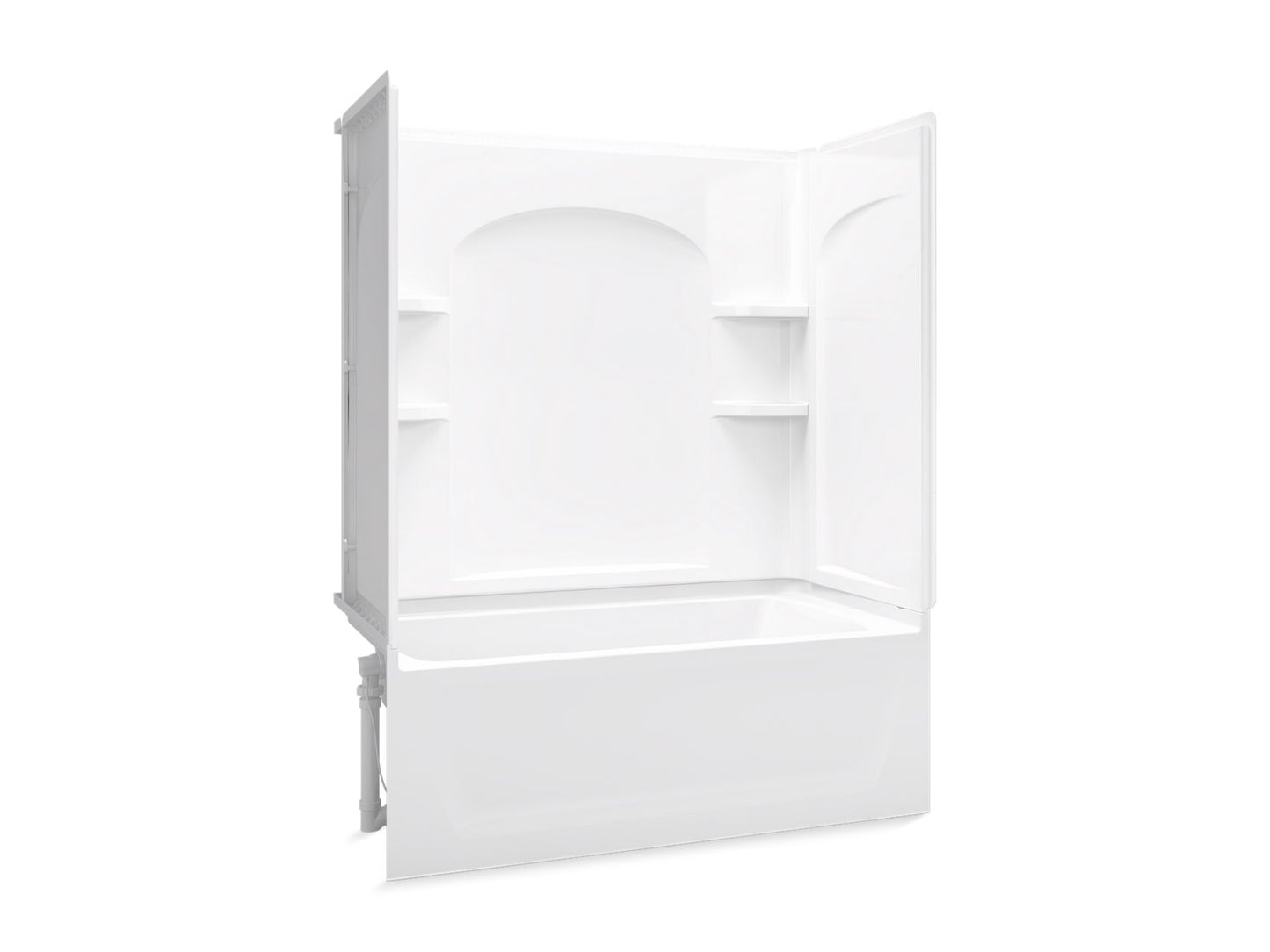 Sterling 71220112 Ensemble Curve 60" x 32" Vikrell® Bath/shower, Left Above-floor Drain, White