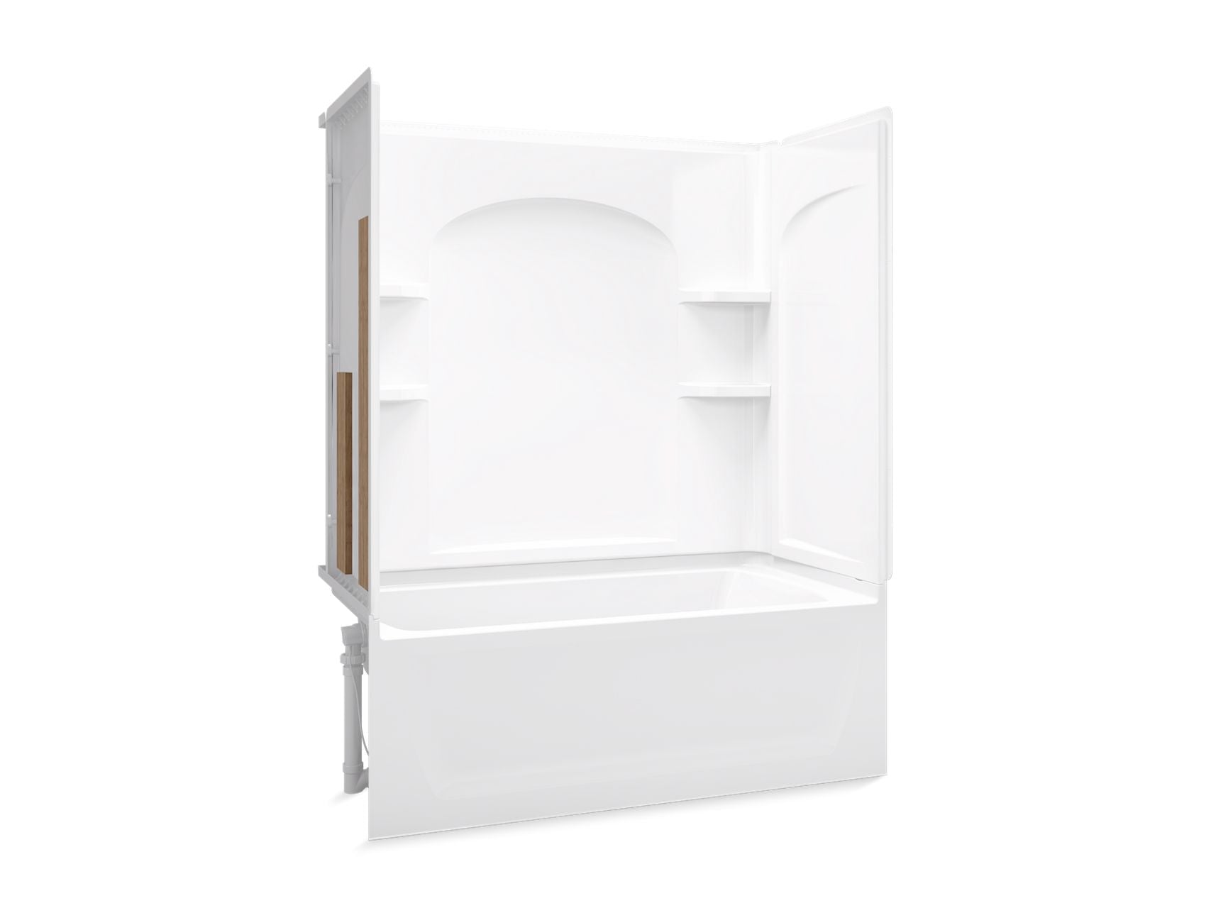 Sterling 71220118 Ensemble Curve 60" x 32" Vikrell® Bath/shower with Aging in Place Backerboards, Left Above-floor Drain, Whi