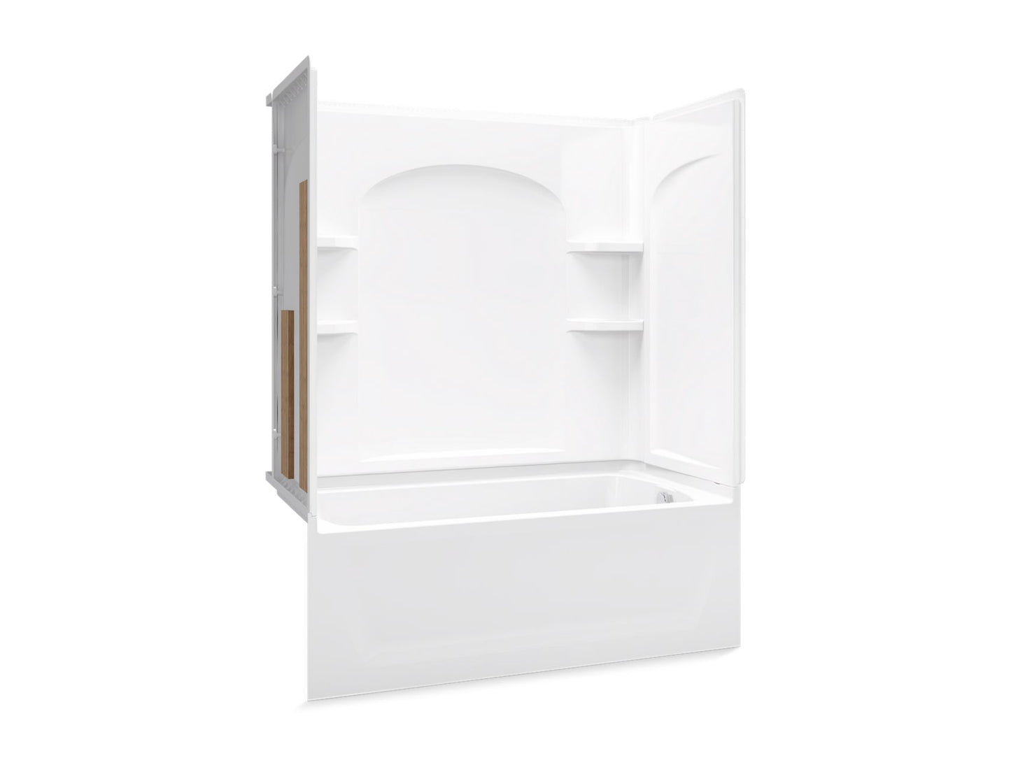 Sterling 71220128 Ensemble Curve 60" x 32" Vikrell® Bath/shower with Aging in Place Backerboards, Right Above-floor Drain, Wh