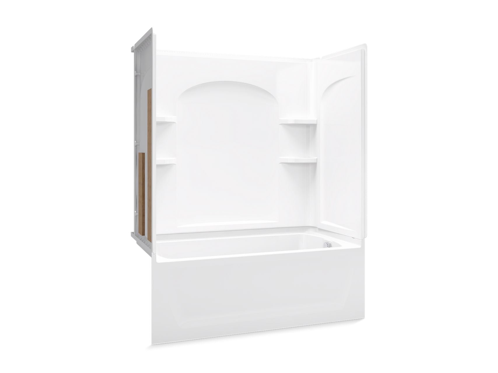 Sterling 71220128 Ensemble Curve 60" x 32" Vikrell® Bath/shower with Aging in Place Backerboards, Right Above-floor Drain, Wh