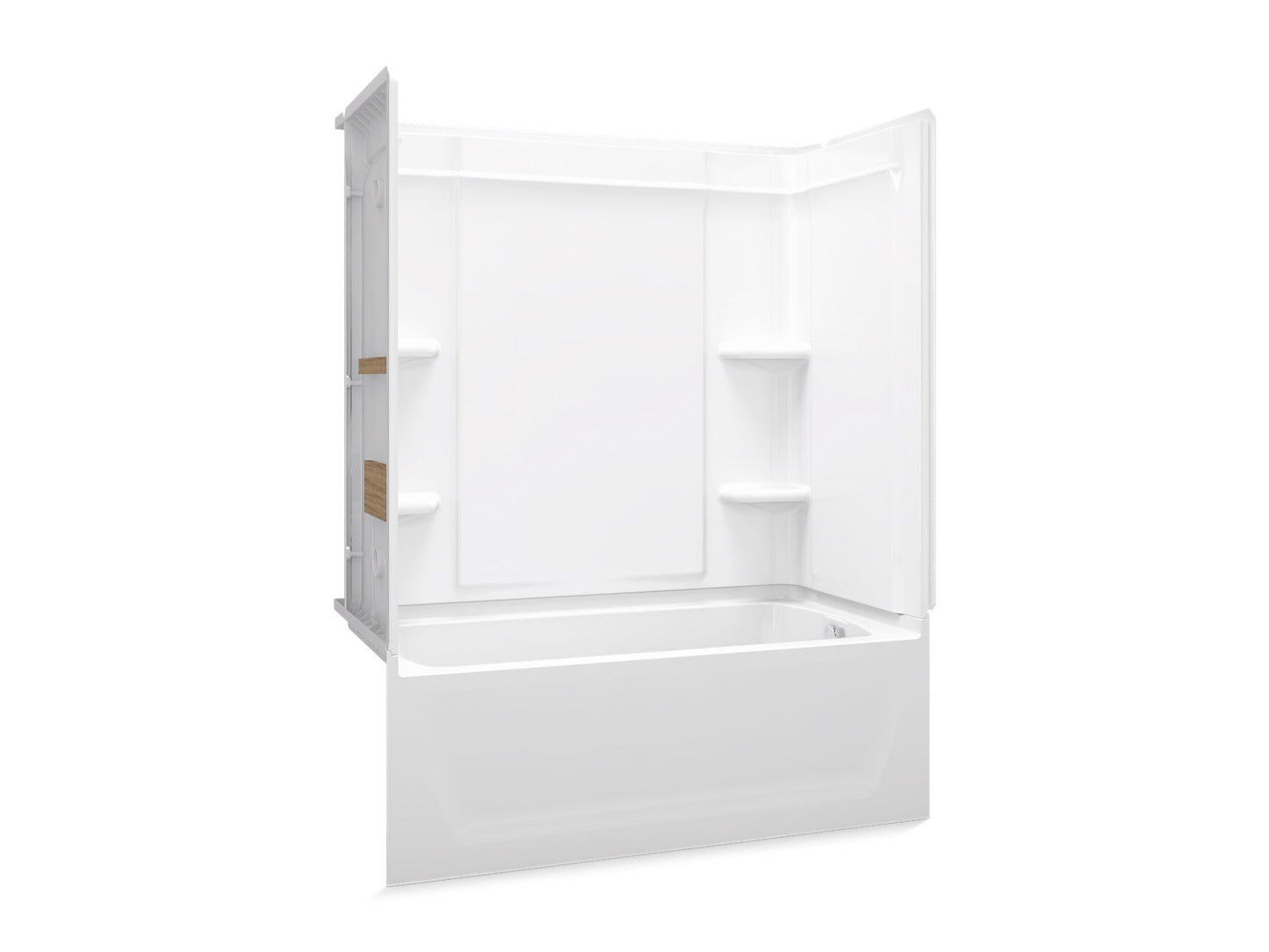 Sterling 71320128 Ensemble Medley 60" x 32" Vikrell® Bath/shower with Aging in Place Backerboards, Right Above-floor Drain, W