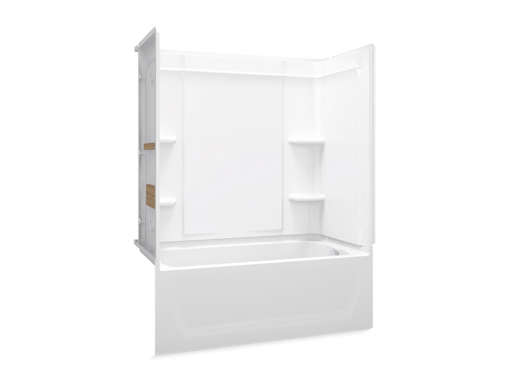 Sterling 71320128 Ensemble Medley 60" x 32" Vikrell® Bath/shower with Aging in Place Backerboards, Right Above-floor Drain, W
