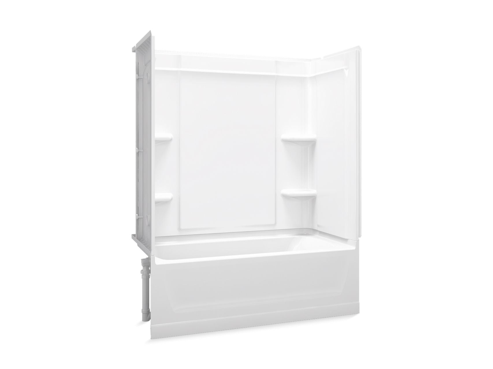 Sterling 71370112 Ensemble Medley 60" x 30" Vikrell® Bath/shower, Left Above-floor Drain, White