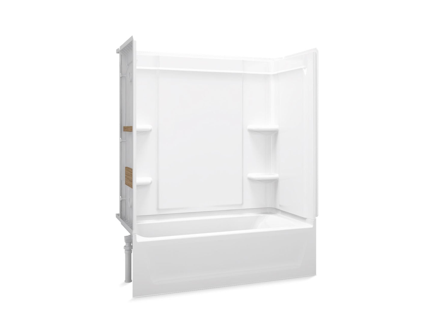 Sterling 71370116 Ensemble Medley 60" x 30" Vikrell® Bath/shower with Aging in Place Backerboards, Left Drain, White
