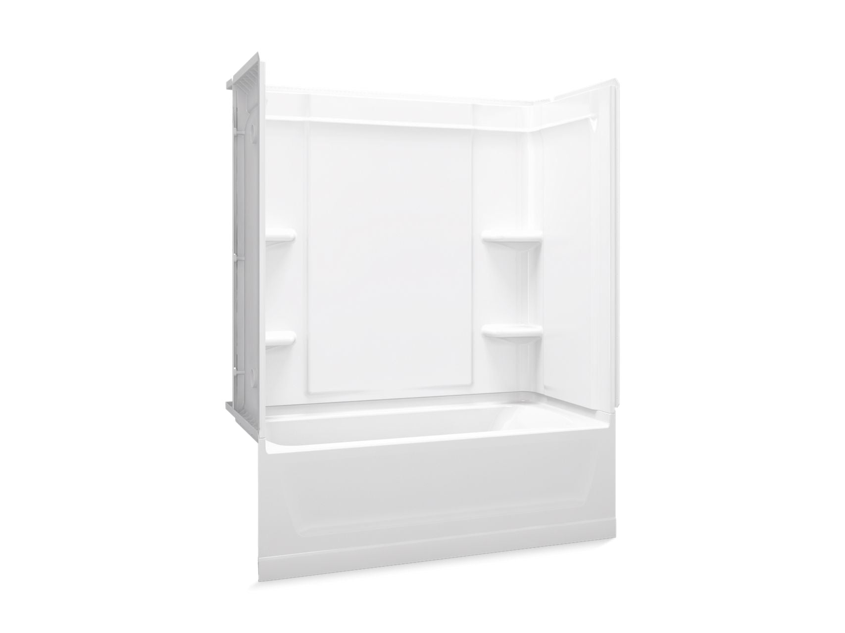 Sterling 71370118 Ensemble Medley 60" x 30" Vikrell® Bath/shower with Aging in Place Backerboards, Left Above-floor Drain, Wh