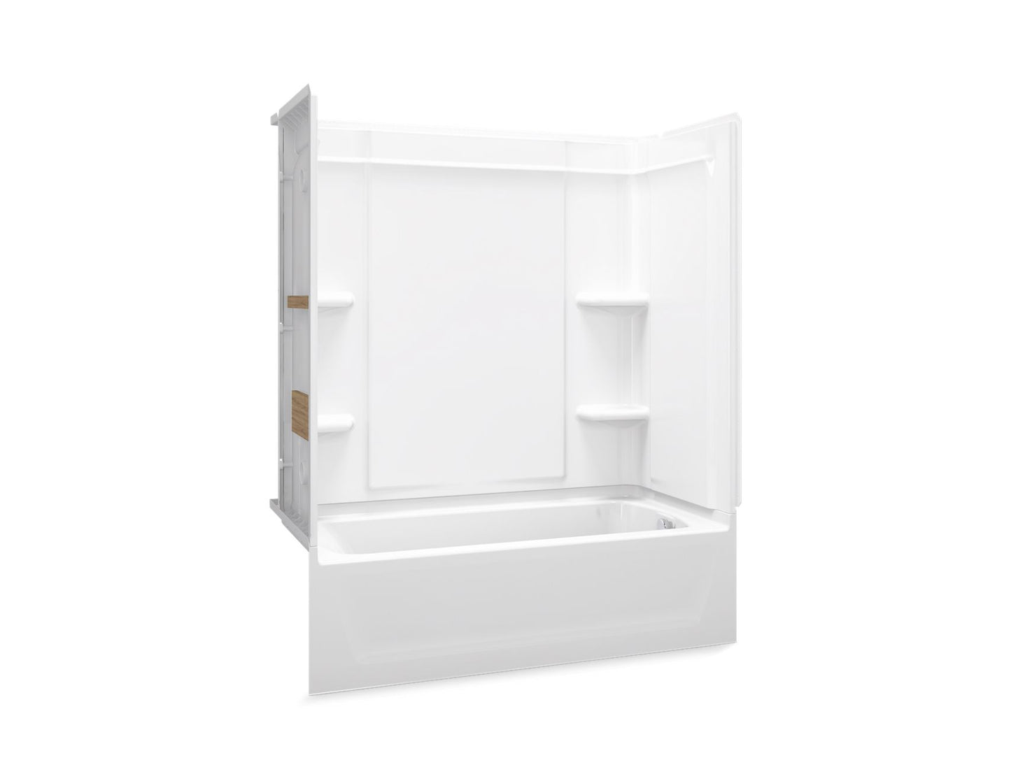 Sterling 71370126 Ensemble Medley 60" x 30" Vikrell® Bath/shower with Aging in Place Backerboards, Right Drain, White