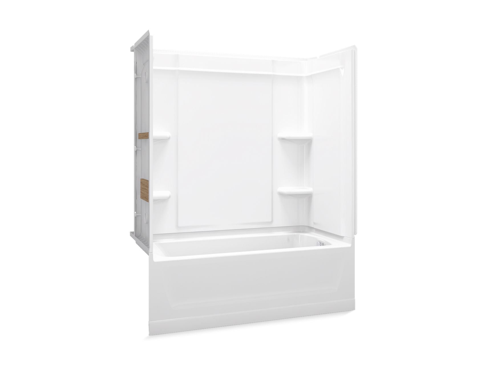 Sterling 71370128 Ensemble Medley 60" x 30" Vikrell® Bath/shower with Aging in Place Backerboards, Right Above-floor Drain, W