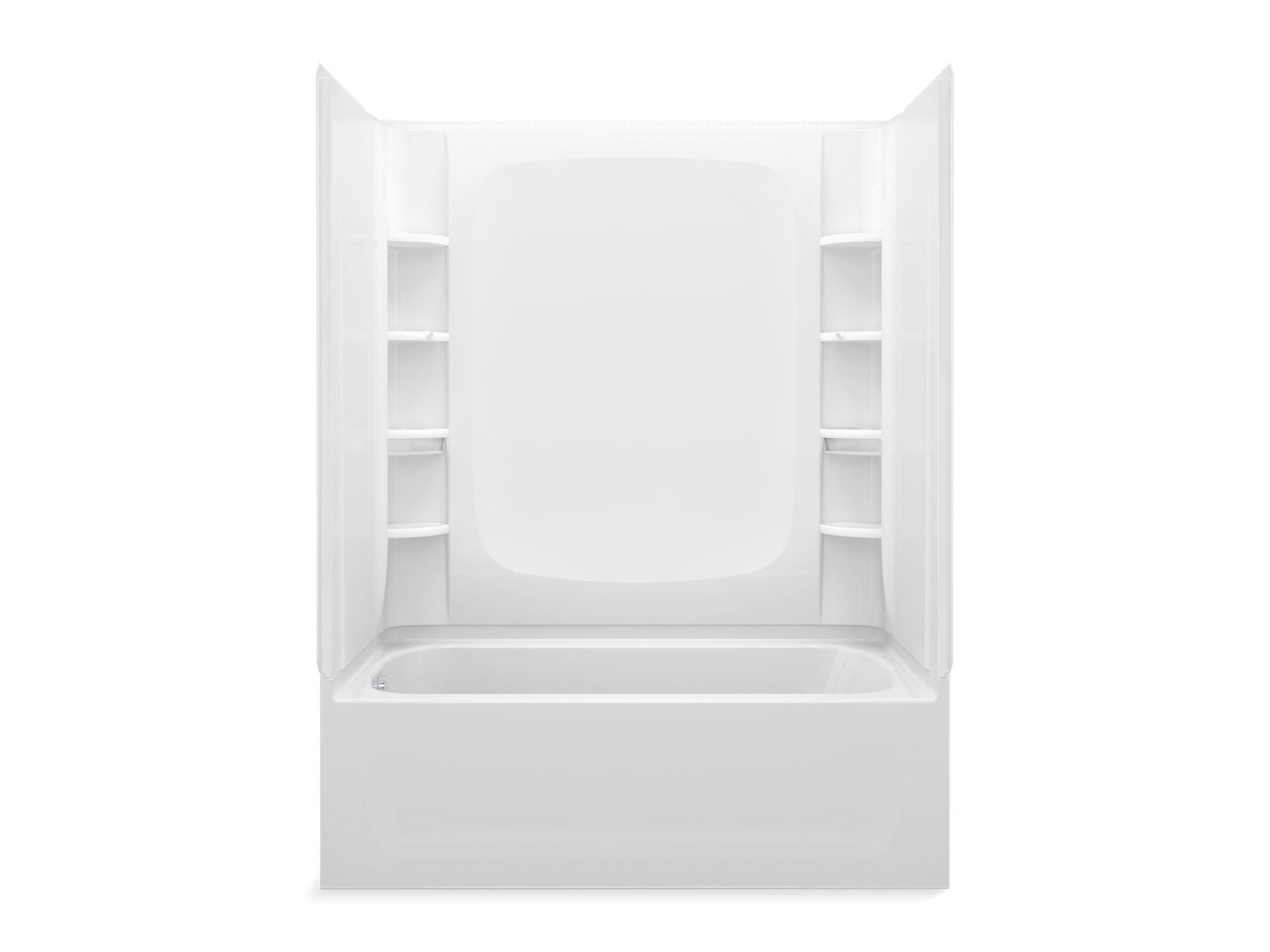 Sterling 71420118 STORE+ 60" x 32" Vikrell® Bath/shower with Aging in Place Backerboards, Left Above-floor Drain, White