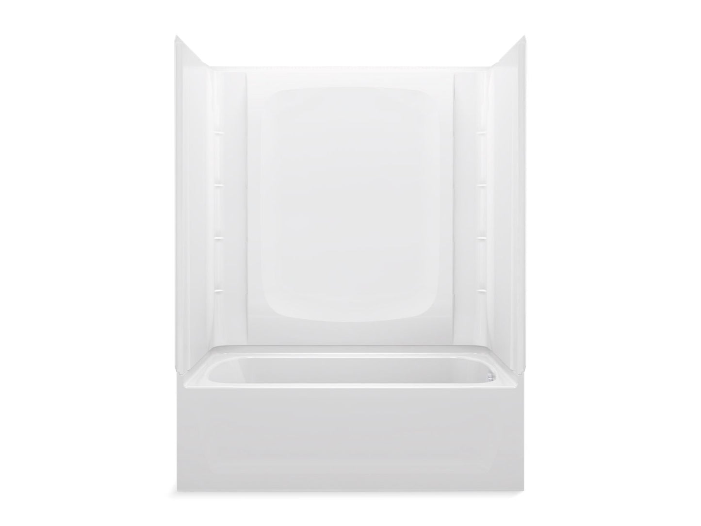 Sterling 71420128 STORE+ 60" x 32" Vikrell® Bath/shower with Aging in Place Backerboards, Right Above-floor Drain, White