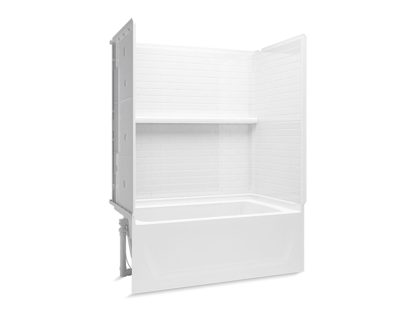 Sterling 71520112 Traverse 60" x 32" Vikrell® Bath/shower, Left Above-floor Drain, White