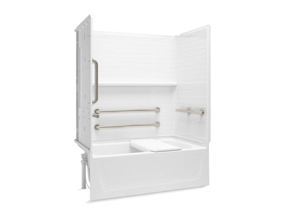Sterling 71520115 Traverse 60" x 32" Vikrell® Bath/shower with Seat and Grab Bars, Left Drain, White