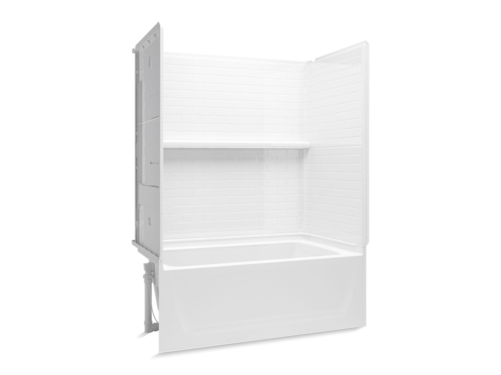 Sterling 71520118 Traverse 60" x 32" Vikrell® Bath/shower with Aging in Place Backerboards, Left Above-floor Drain, White