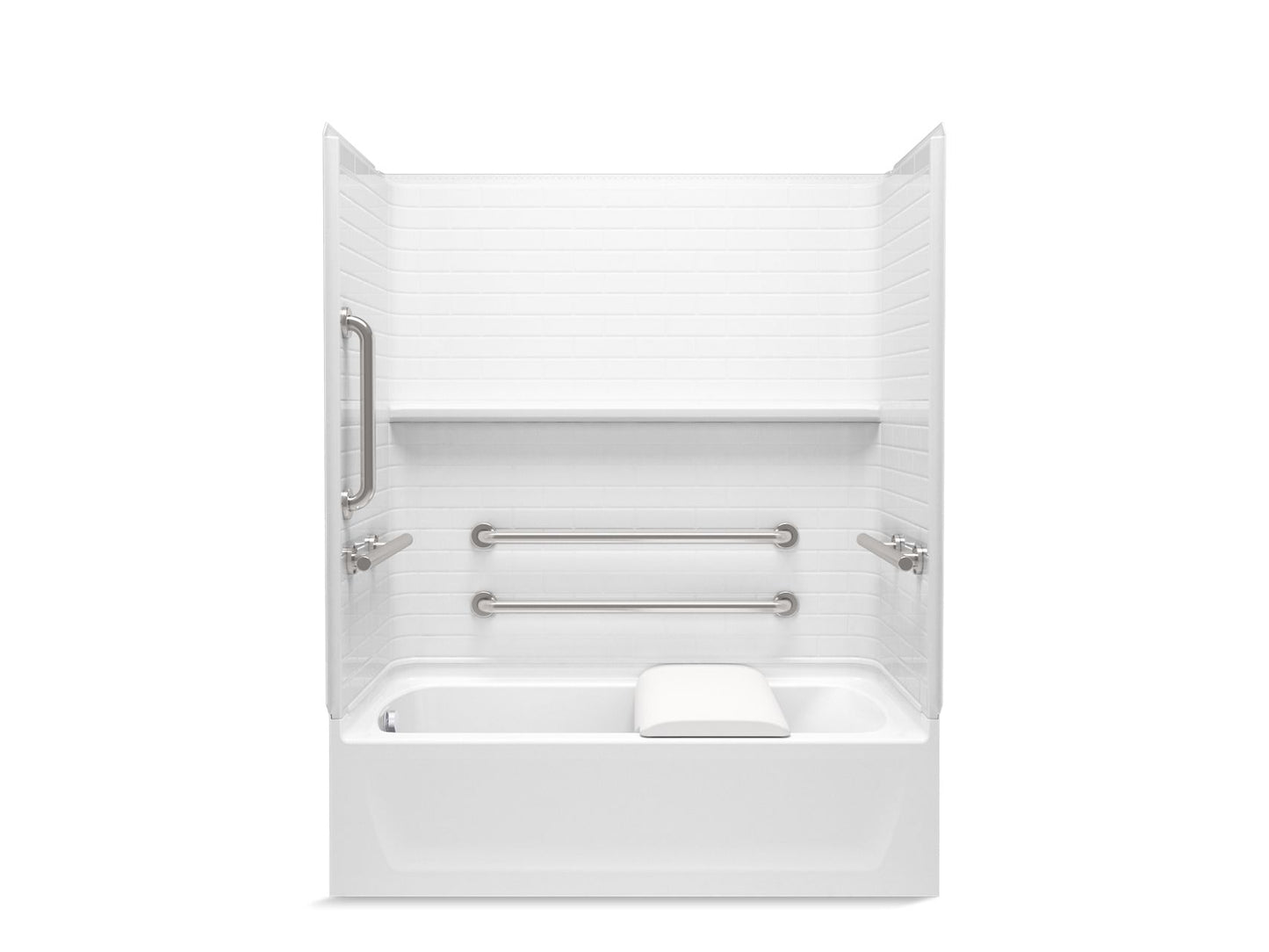 Sterling 71570115 Traverse 60" x 30" Vikrell® Bath/shower with Seat, Grab Bars, Left Drain, White