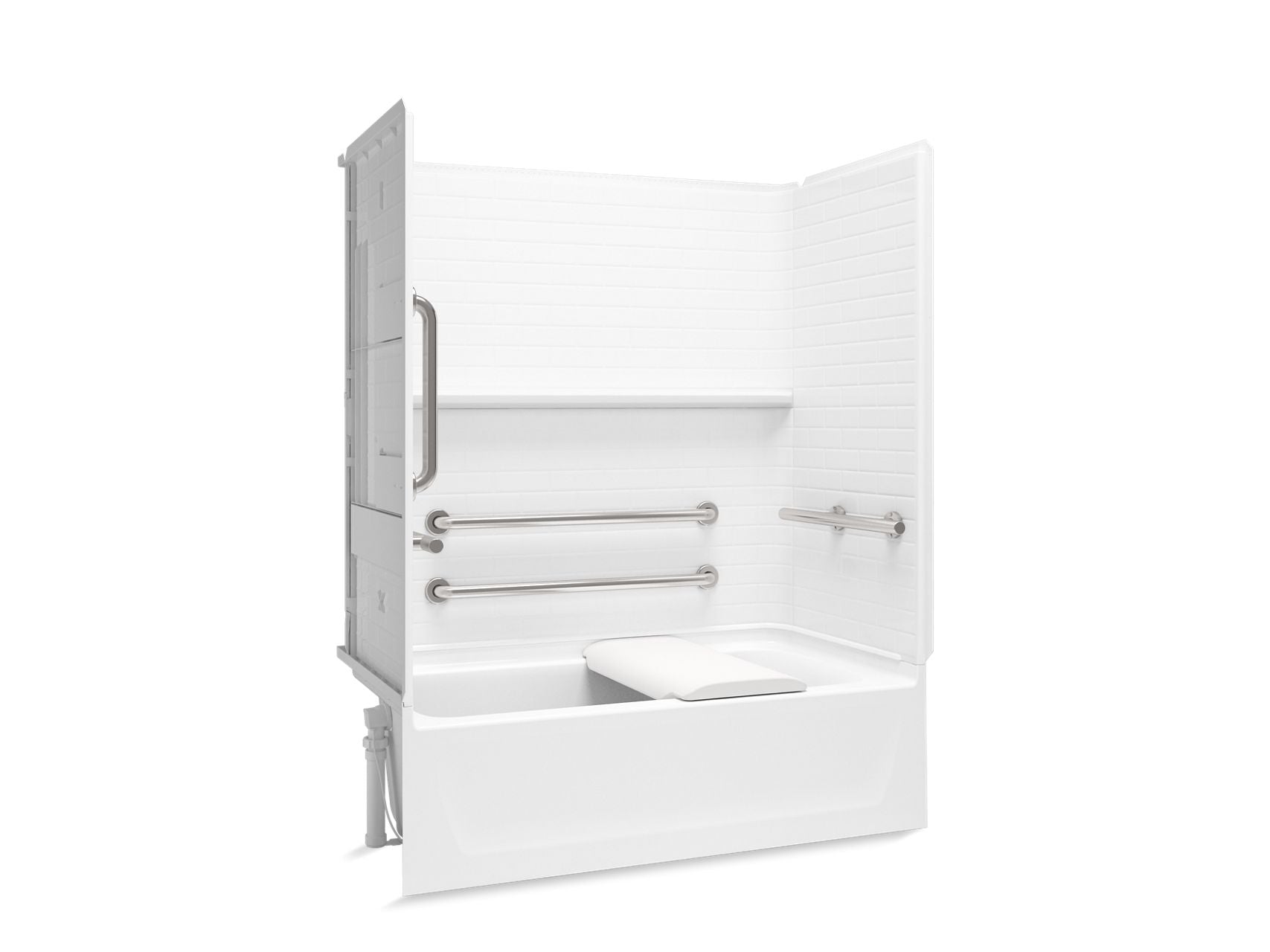 Sterling 71570115 Traverse 60" x 30" Vikrell® Bath/shower with Seat, Grab Bars, Left Drain, White