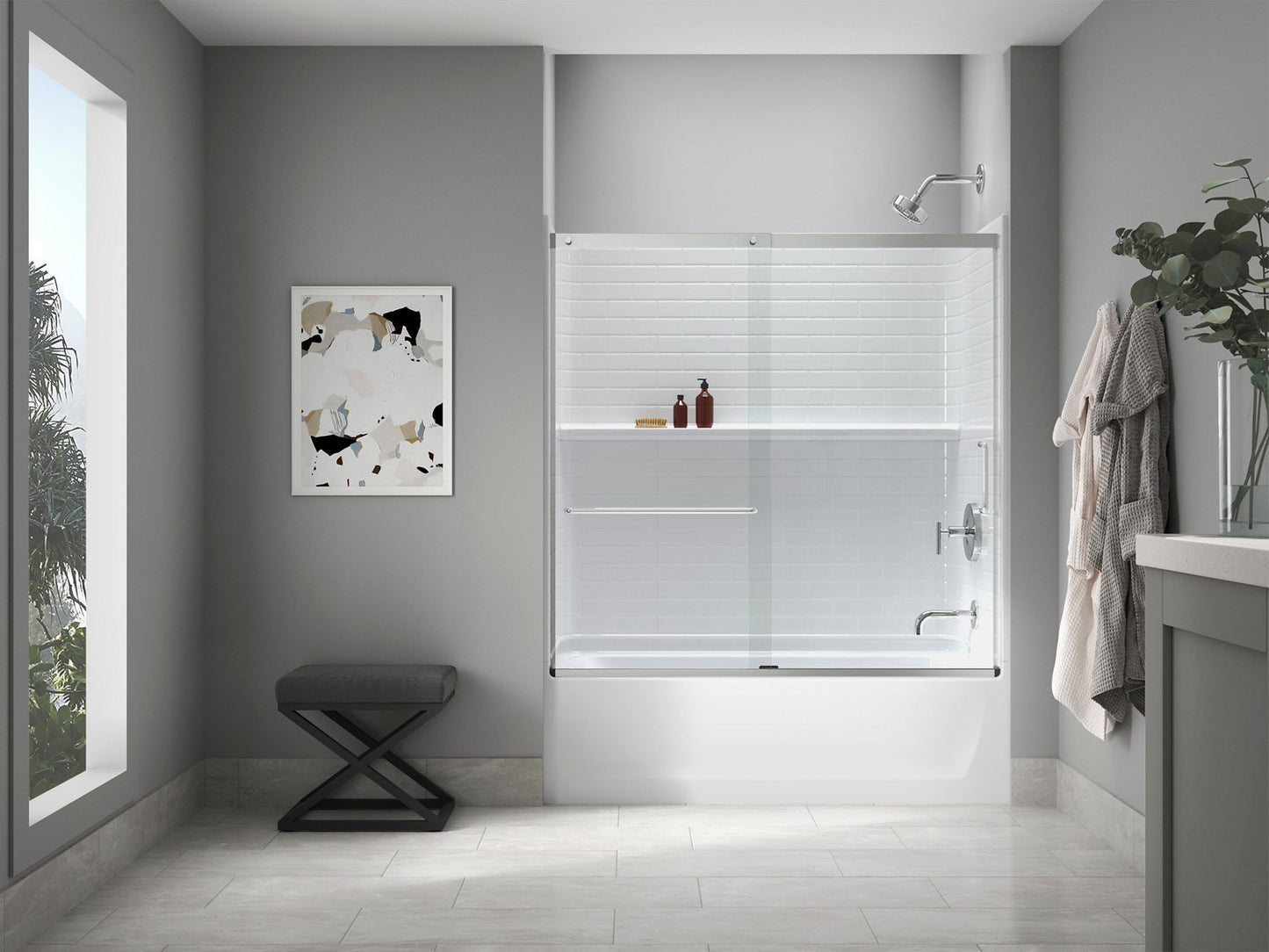 Sterling 71570122 Traverse 60" x 30" Vikrell® Bath/shower, Right Above-floor-drain, White