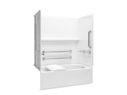 Sterling 71570125 Traverse 60" x 30" Vikrell® Bath/shower with Seat, Grab Bars, Right Drain, White