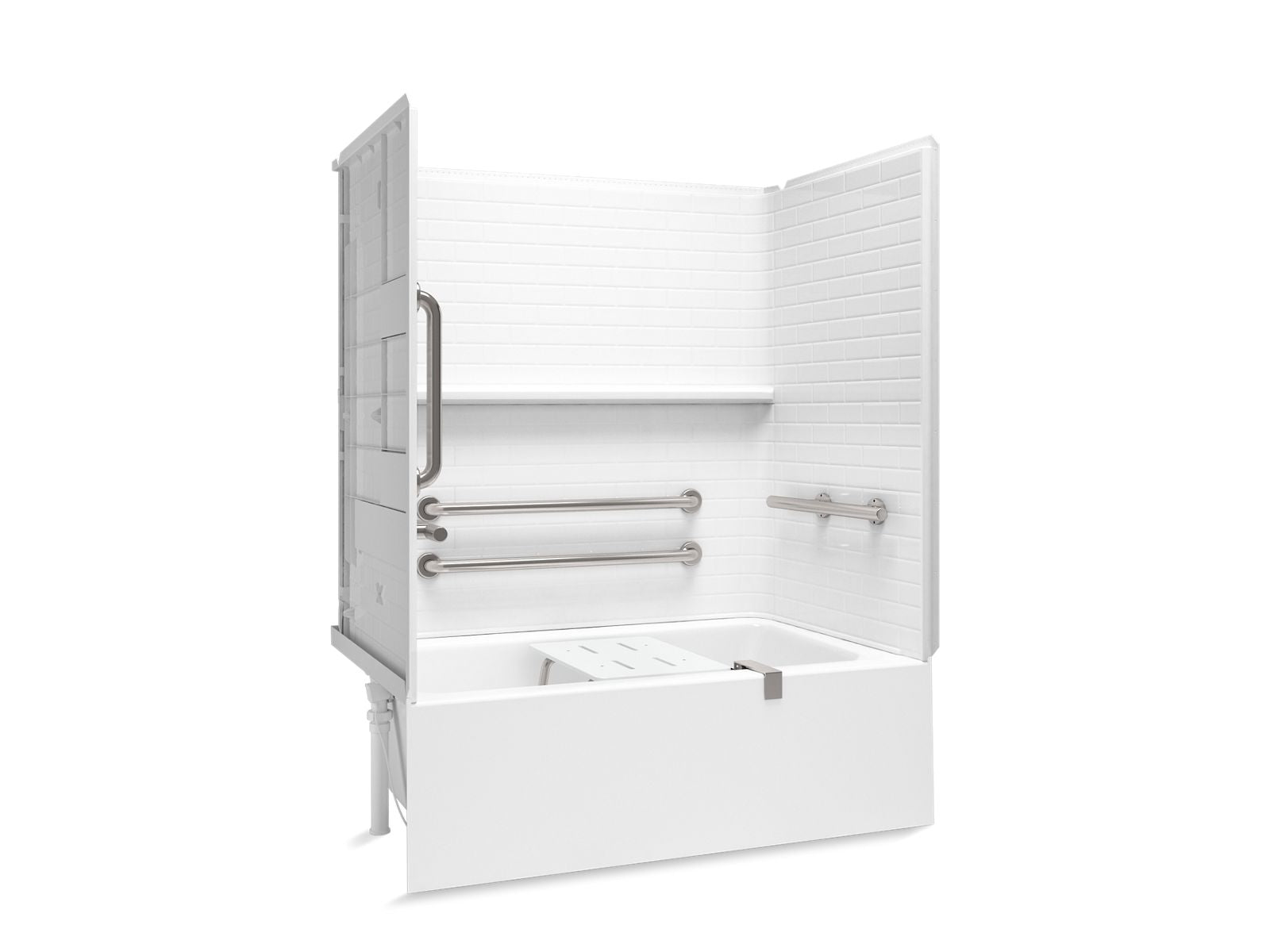 Sterling 71620117 Forum Traverse 60" x 36" Above-floor-drain Vikrell® Alcove Bath/shower with Aging in Place Backerboards, Gr
