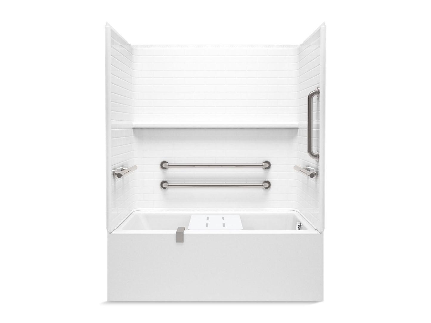 Sterling 71620127 Forum Traverse 60" x 36" Above-floor-drain Vikrell® Alcove Bath/shower with Aging in Place Backerboards, Gr
