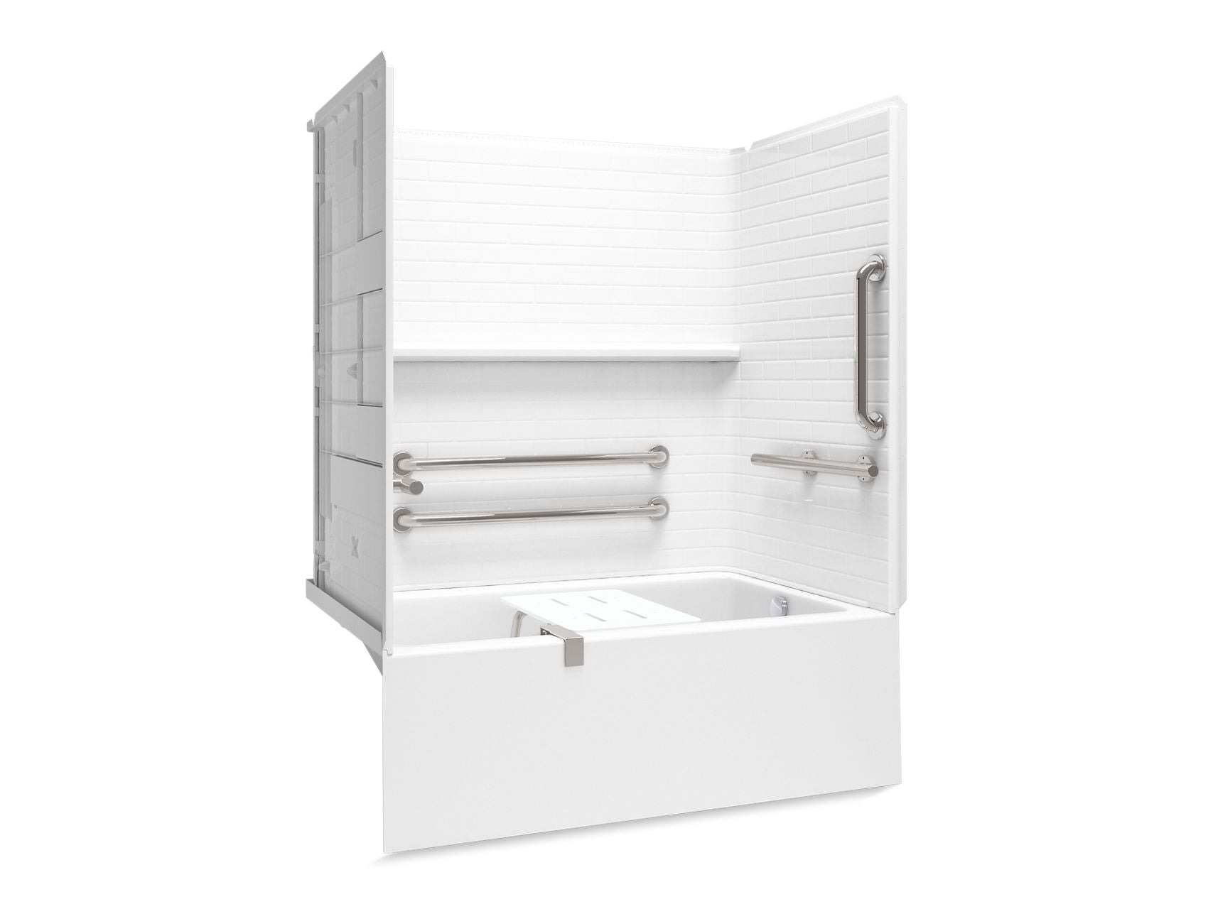 Sterling 71620127 Forum Traverse 60" x 36" Above-floor-drain Vikrell® Alcove Bath/shower with Aging in Place Backerboards, Gr