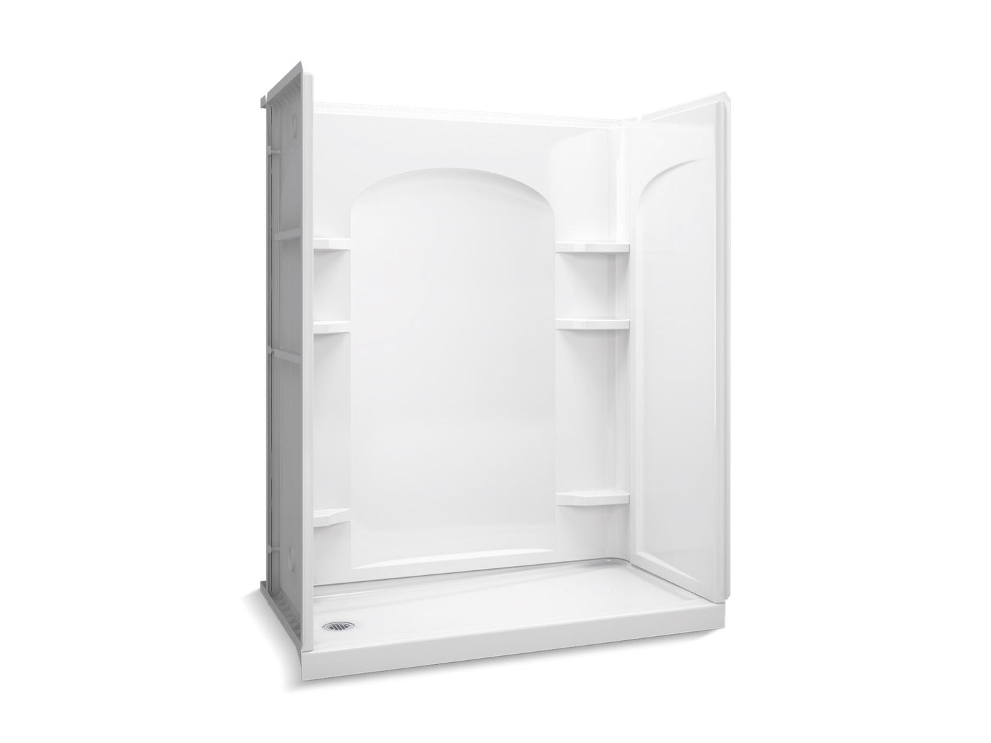 Sterling 72180110 Ensemble Curve 60" x 32" Vikrell® Shower, Left Drain, White