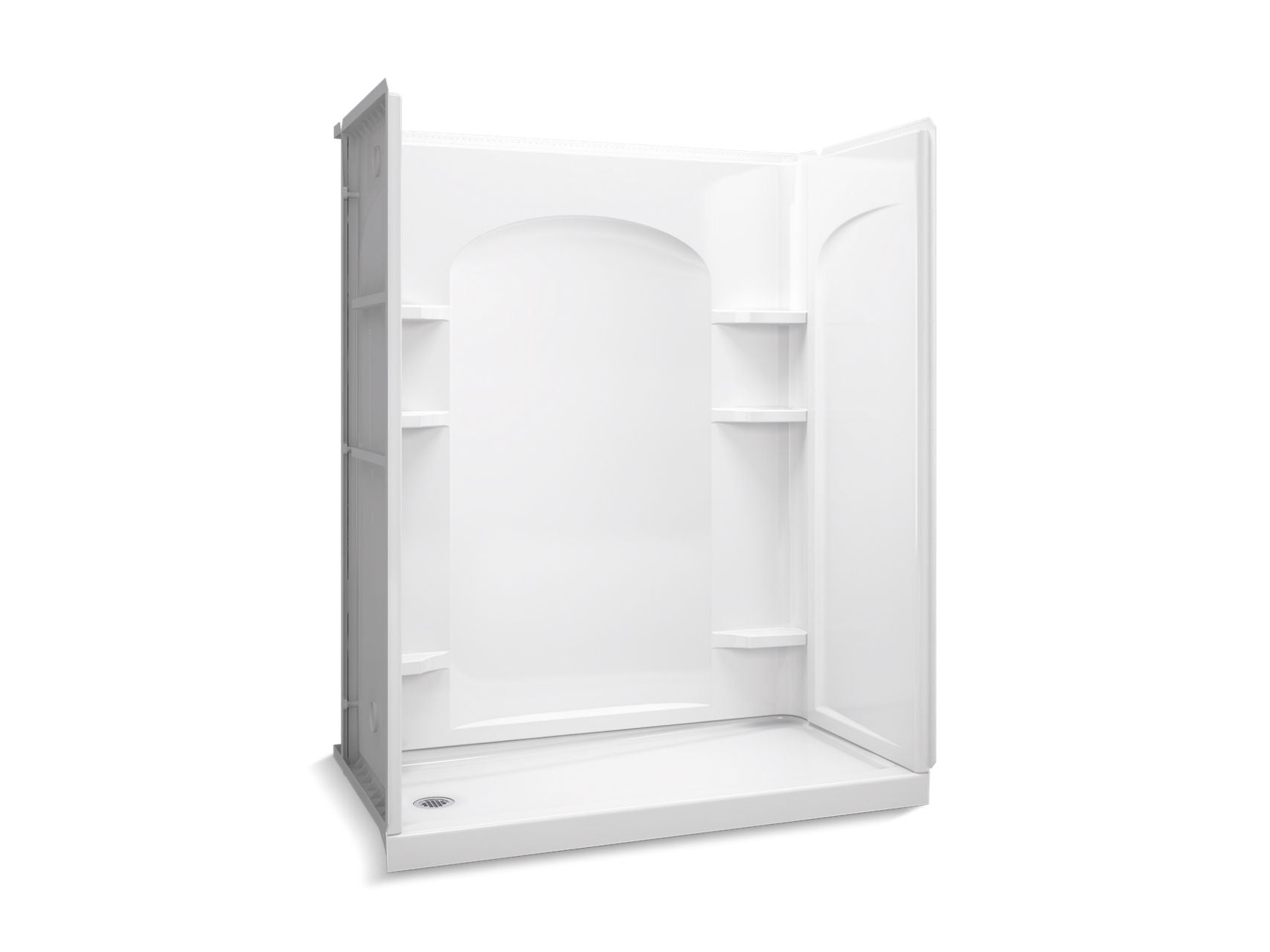 Sterling 72180110 Ensemble Curve 60" x 32" Vikrell® Shower, Left Drain, White