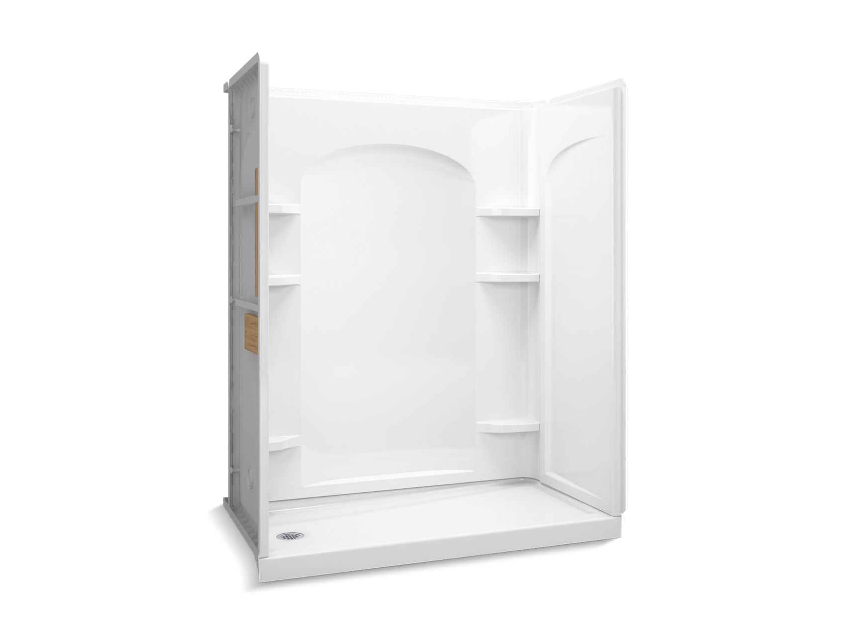 Sterling 72180116 Ensemble Curve 60" x 32" Vikrell® Shower with Aging in Place Backerboards, Left Drain, White