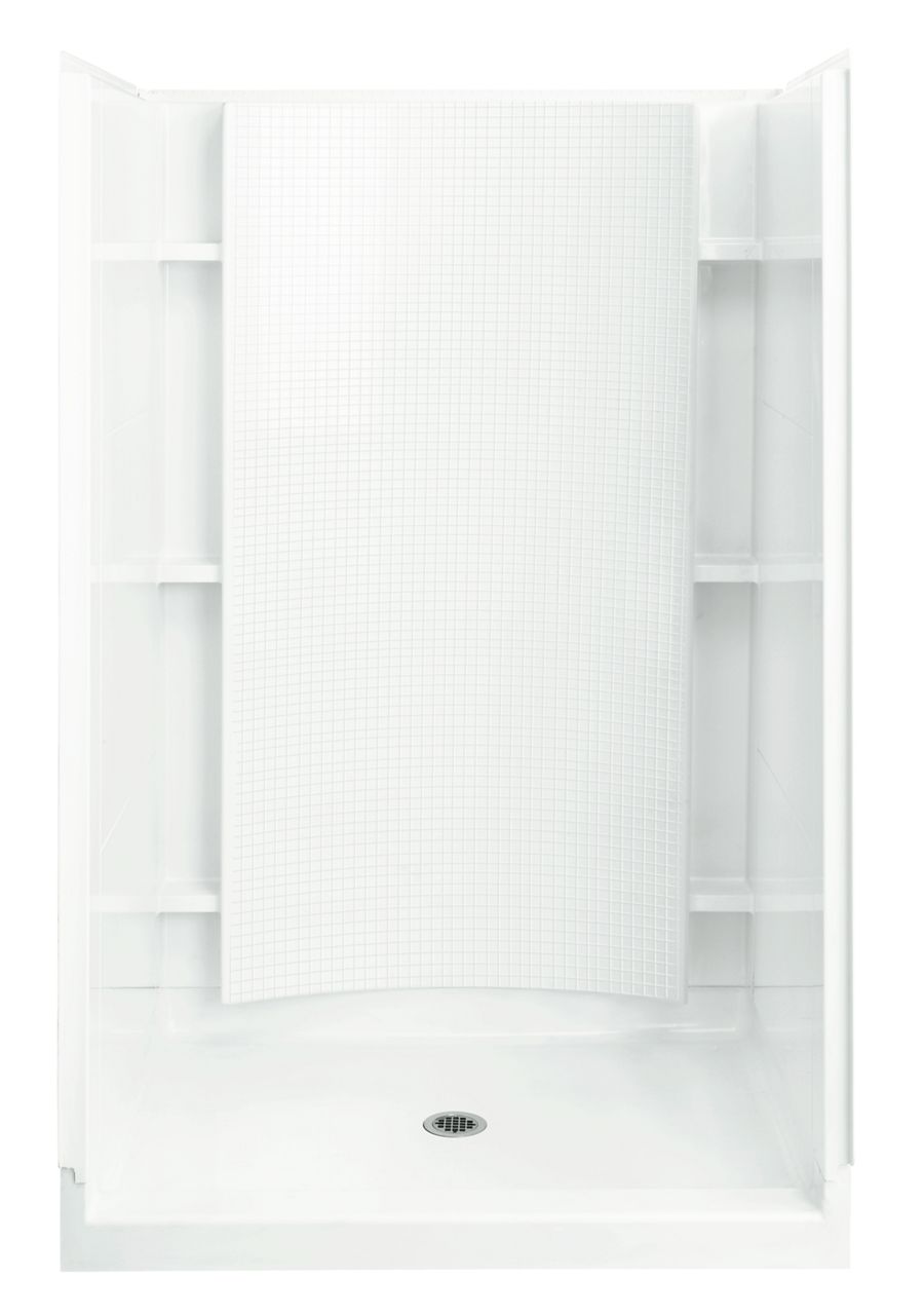 Sterling 72262106 Accord 48" Vikrell® Shower Back Wall with Aging in Place Backerboards, White