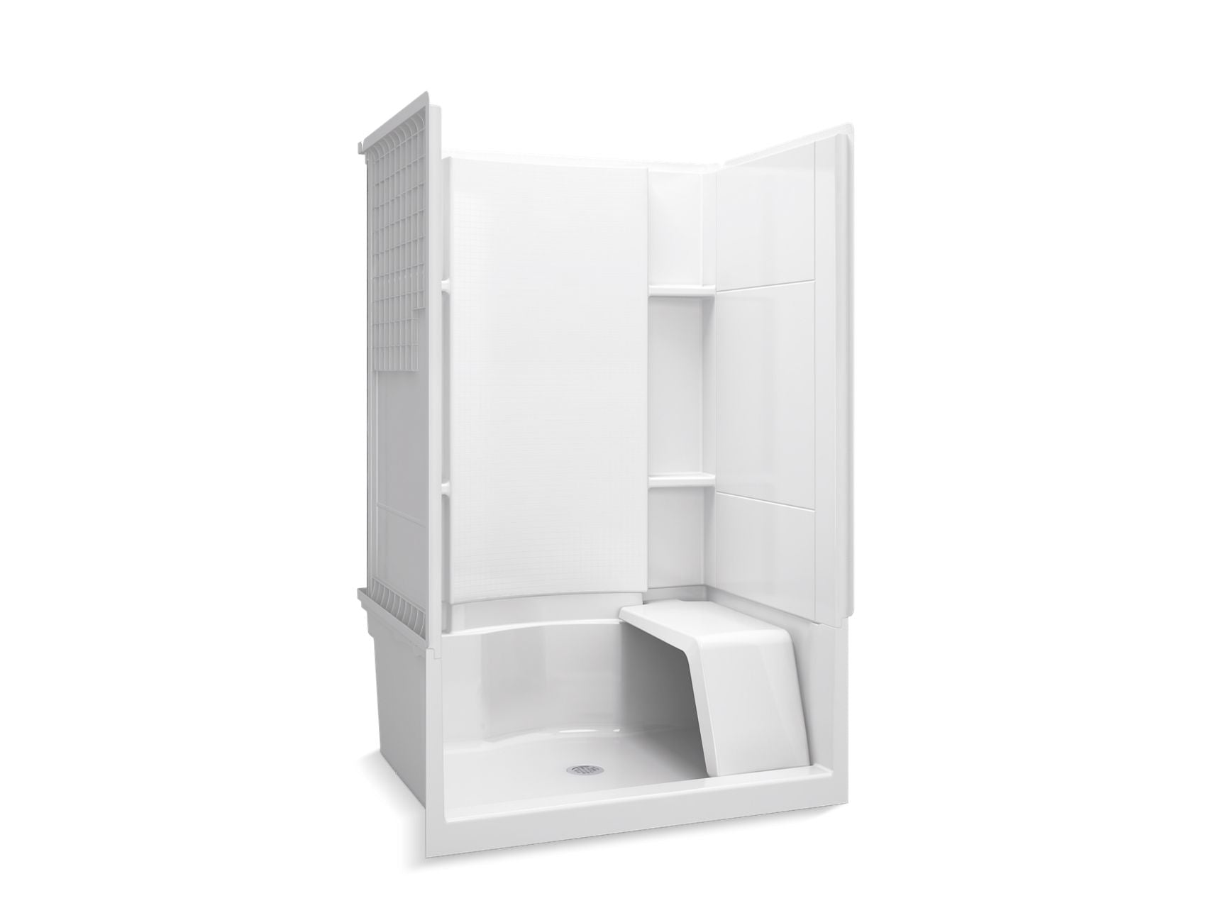 Sterling 72280100 Accord 48" x 36" Vikrell® Seated Shower, Center Drain, White