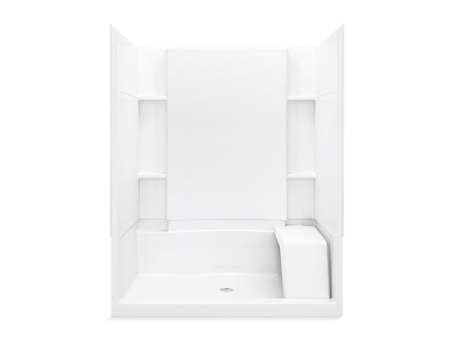 Sterling 72290100 Accord 60" x 36" Vikrell® Seated Shower, Center Drain, White