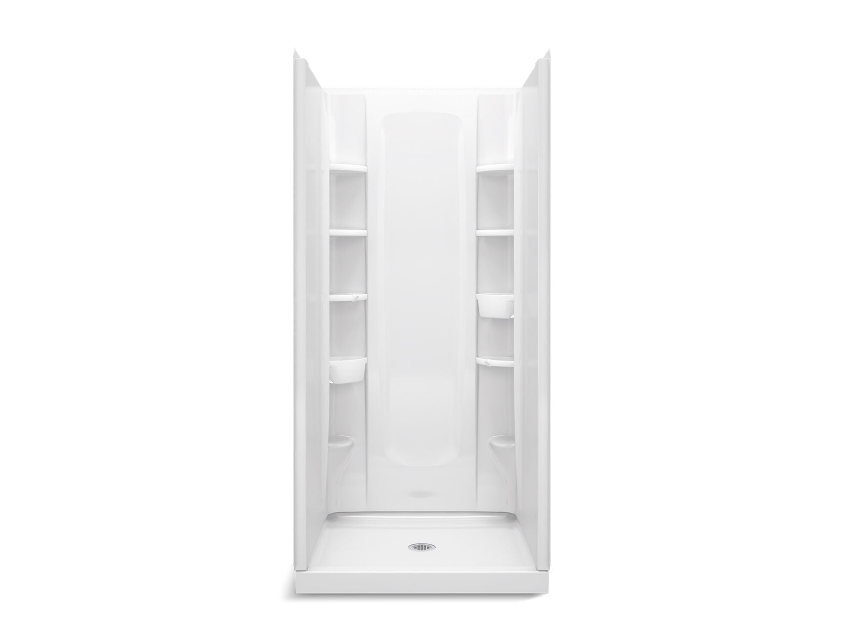 Sterling 72300106 STORE+ 36" x 34" Vikrell® Shower with Aging in Place Backerboards, Center Drain, White