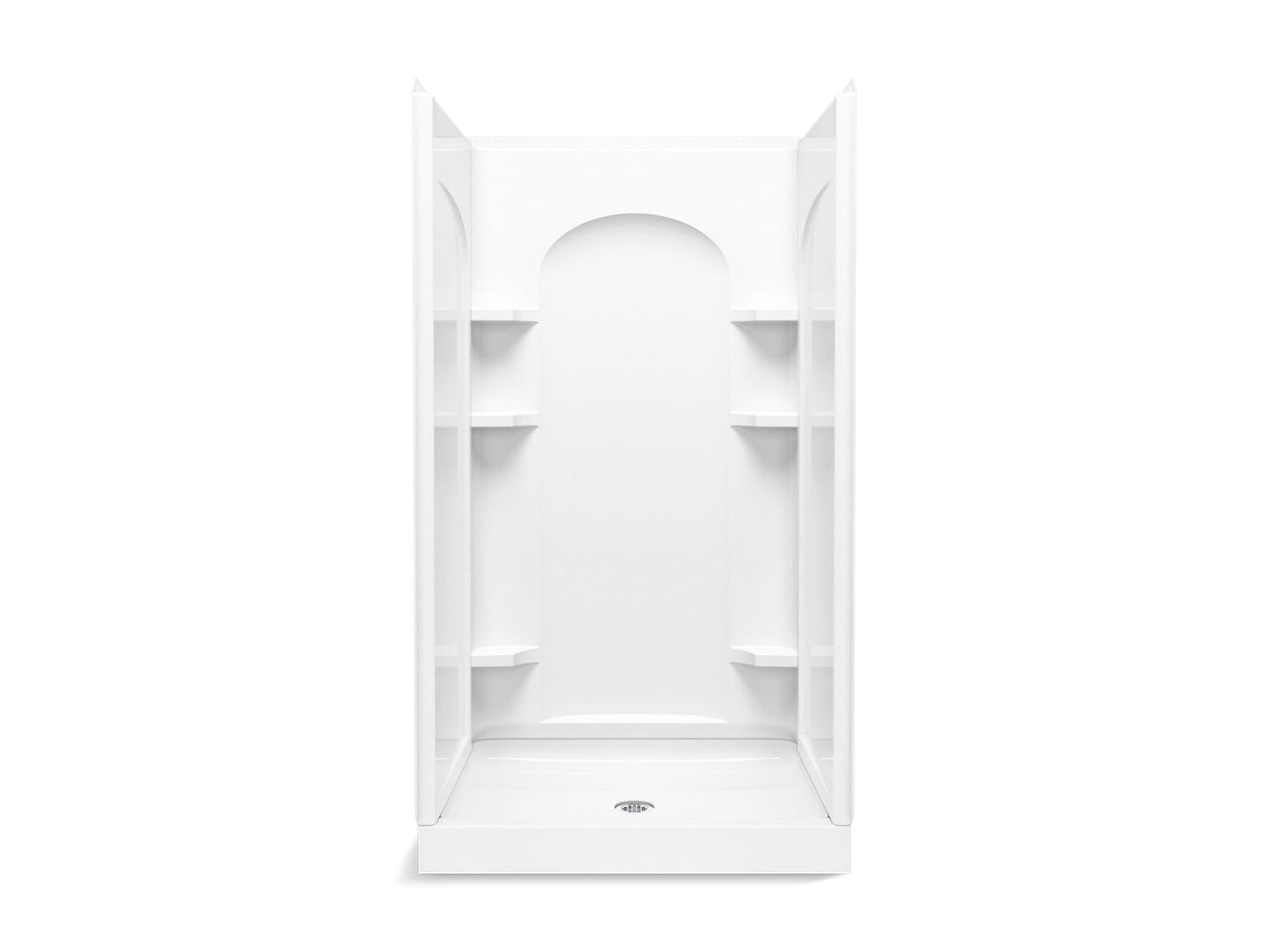 Sterling 72350106 Ensemble Curve 42" x 34" Vikrell® Shower with Aging in Place Backerboards, Center Drain, White