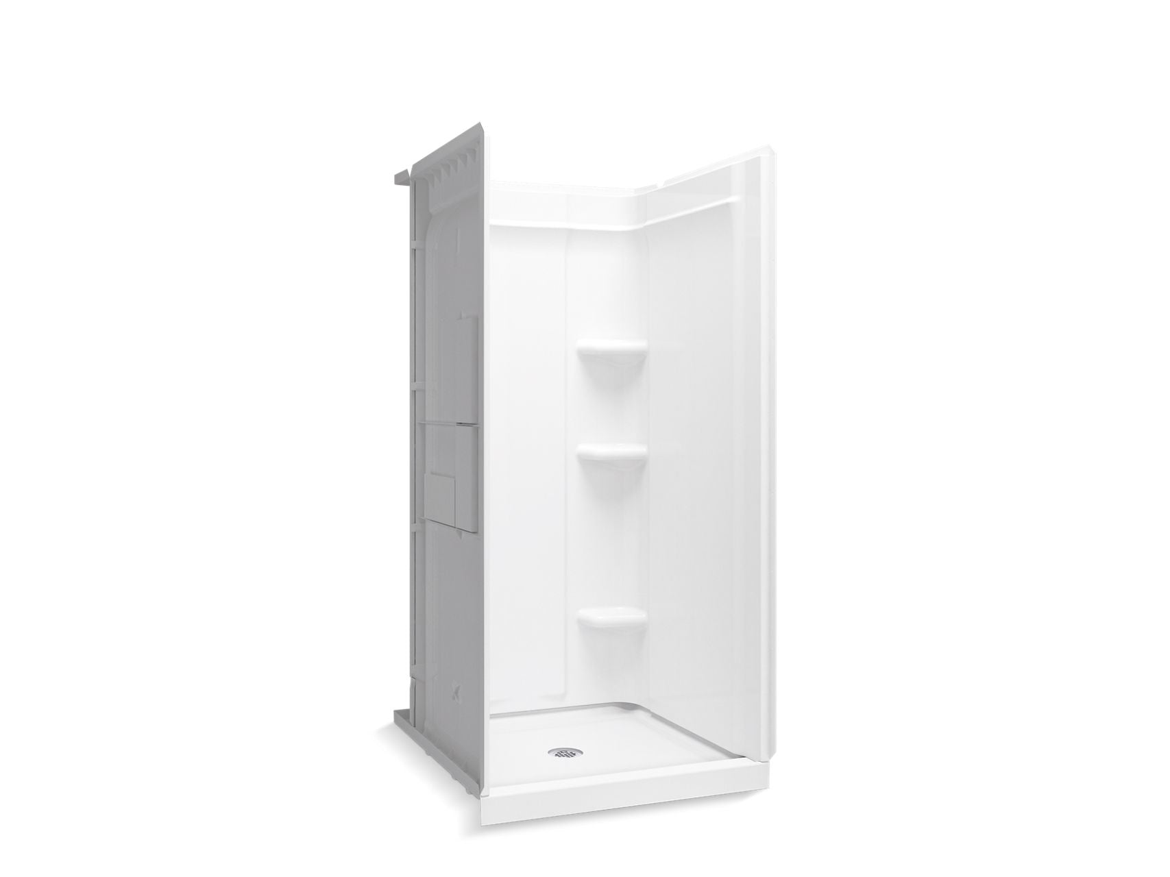 Sterling 72400106 Medley 36" x 34" Vikrell® Shower with Aging in Place Backerboards, Center Drain, White