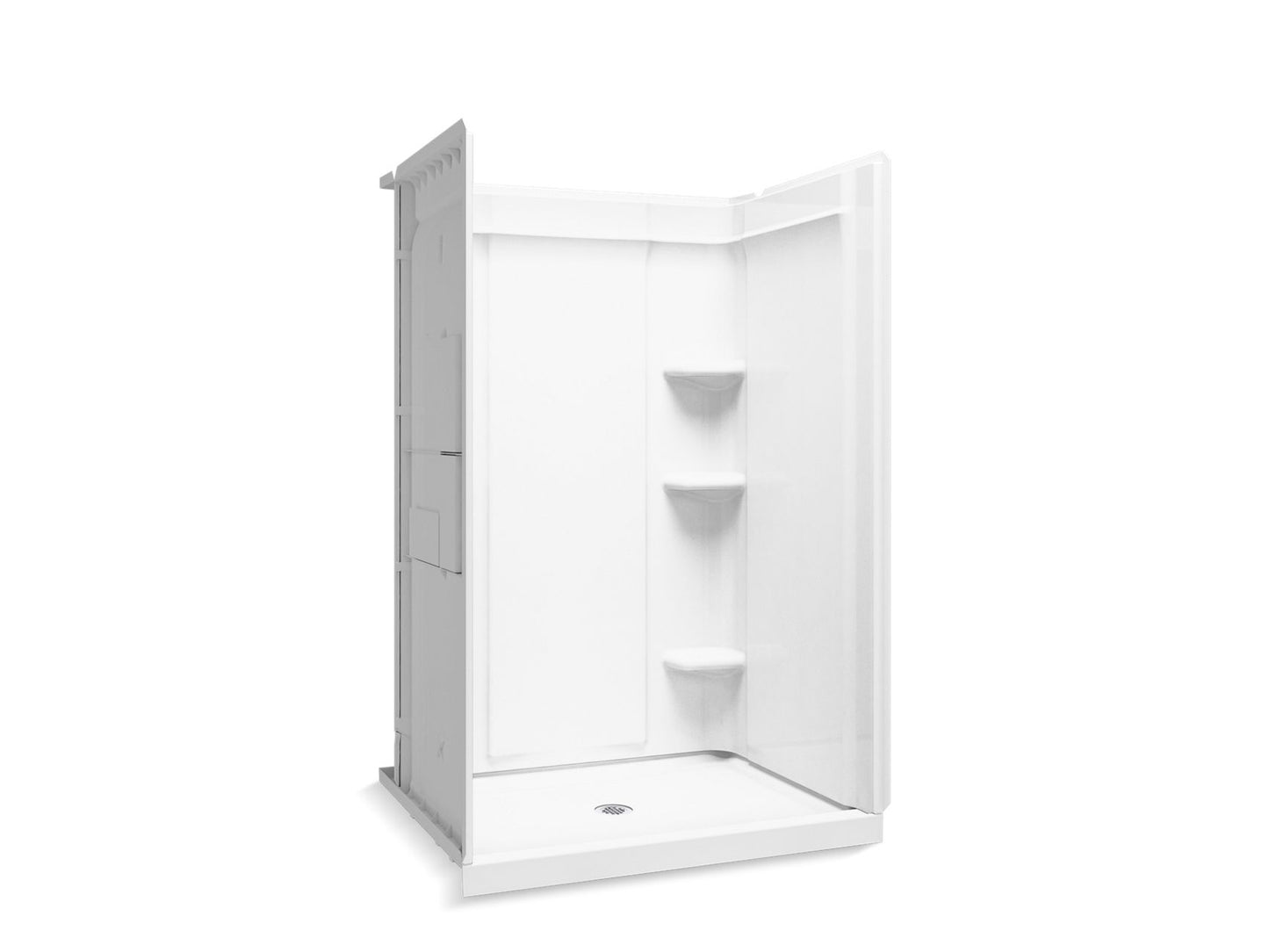 Sterling 72410106 Medley 48" x 34" Vikrell® Shower with Aging in Place Backerboards, Center Drain, White