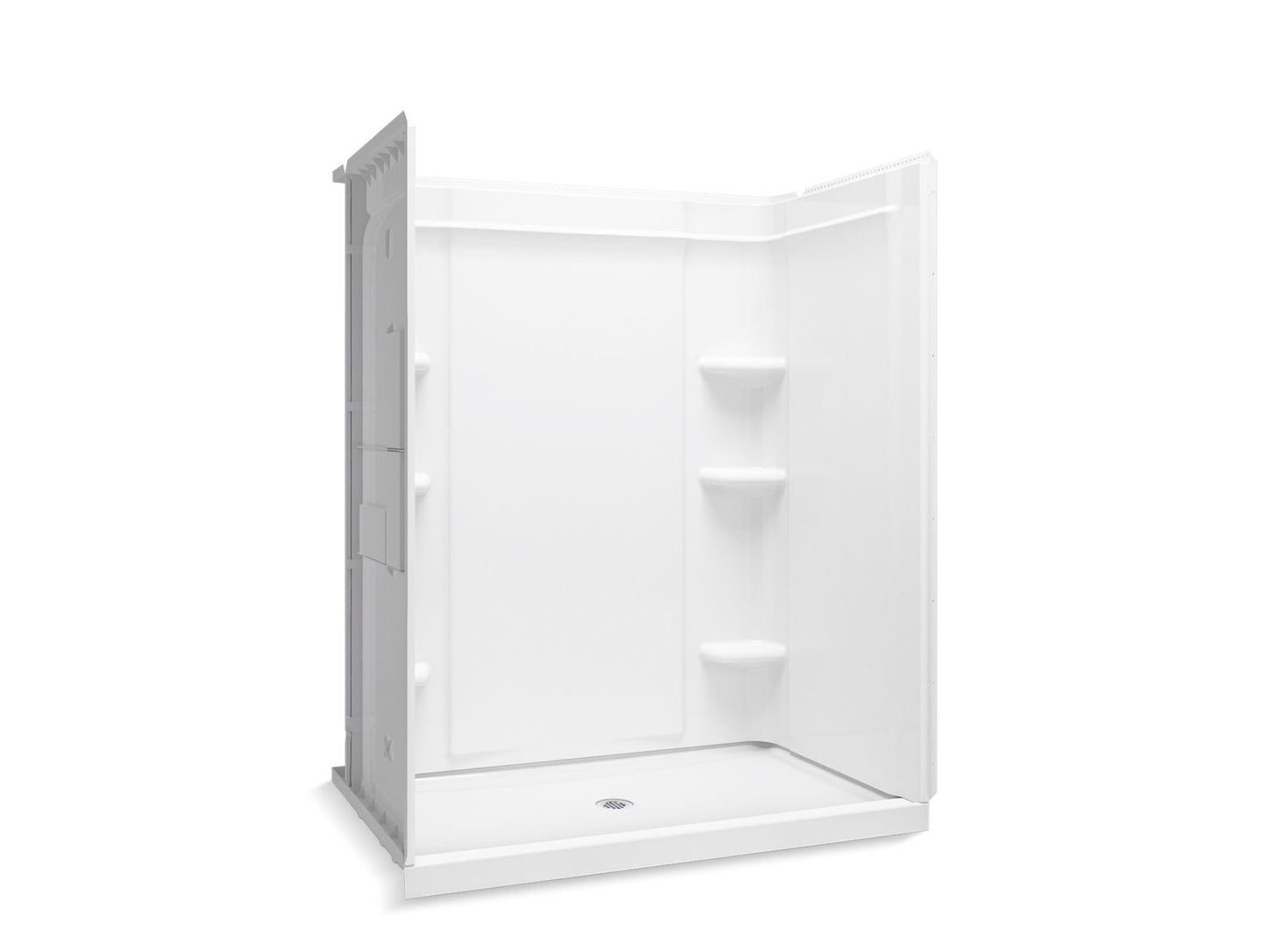 Sterling 72430106 Medley 60" x 34" Vikrell® Shower with Aging in Place Backerboards, Center Drain, White