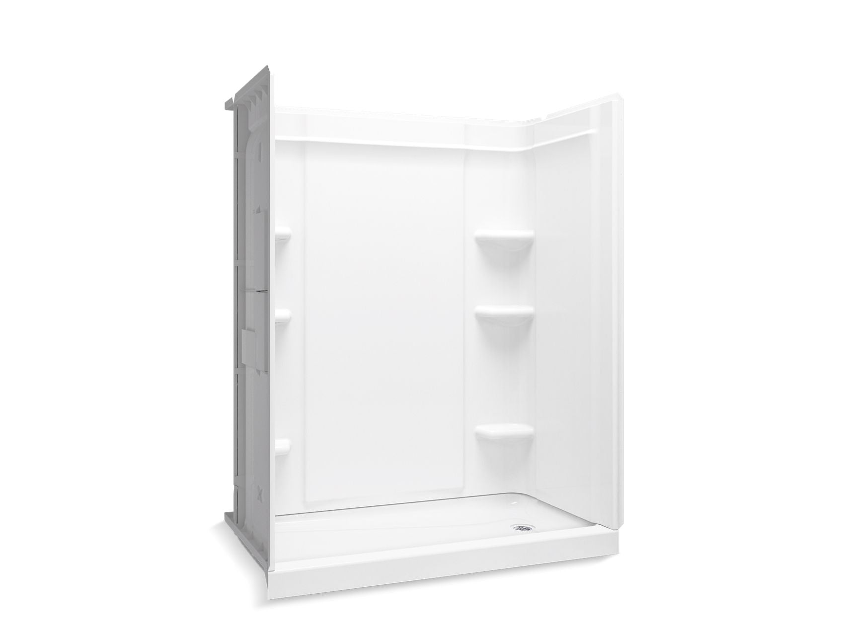 Sterling 72440126 Medley 60" x 30" Vikrell® Shower with Aging in Place Backerboards, Right Drain, White