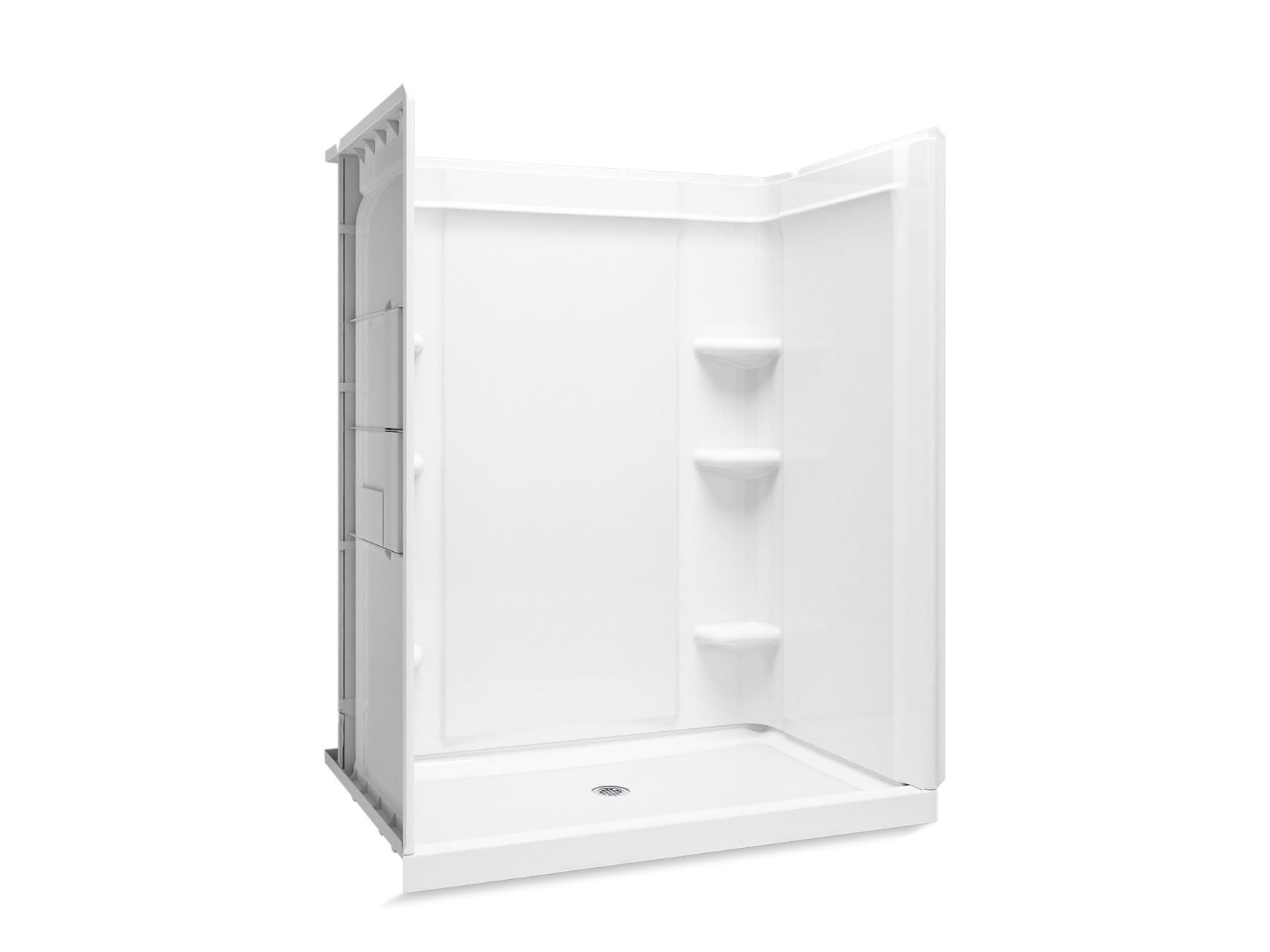 Sterling 72480106 Medley 60" x 36" Vikrell® Shower with Aging in Place Backerboards, Center Drain, White