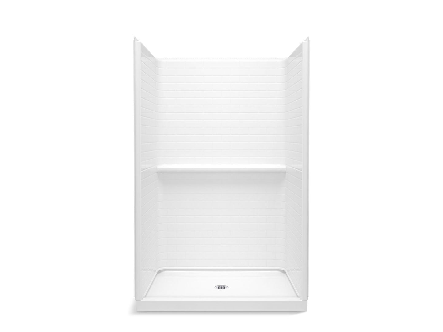 Sterling 72520106 Traverse 48" x 34" Vikrell® Shower with Aging in Place Backerboards, Center Drain, White
