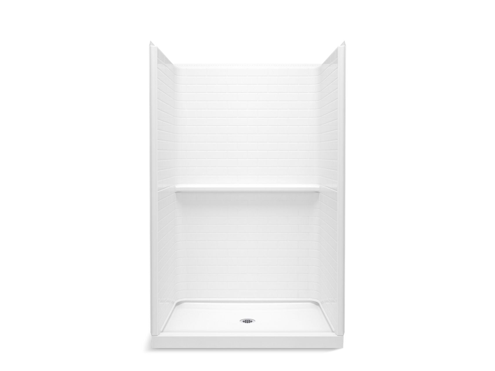 Sterling 72520106 Traverse 48" x 34" Vikrell® Shower with Aging in Place Backerboards, Center Drain, White